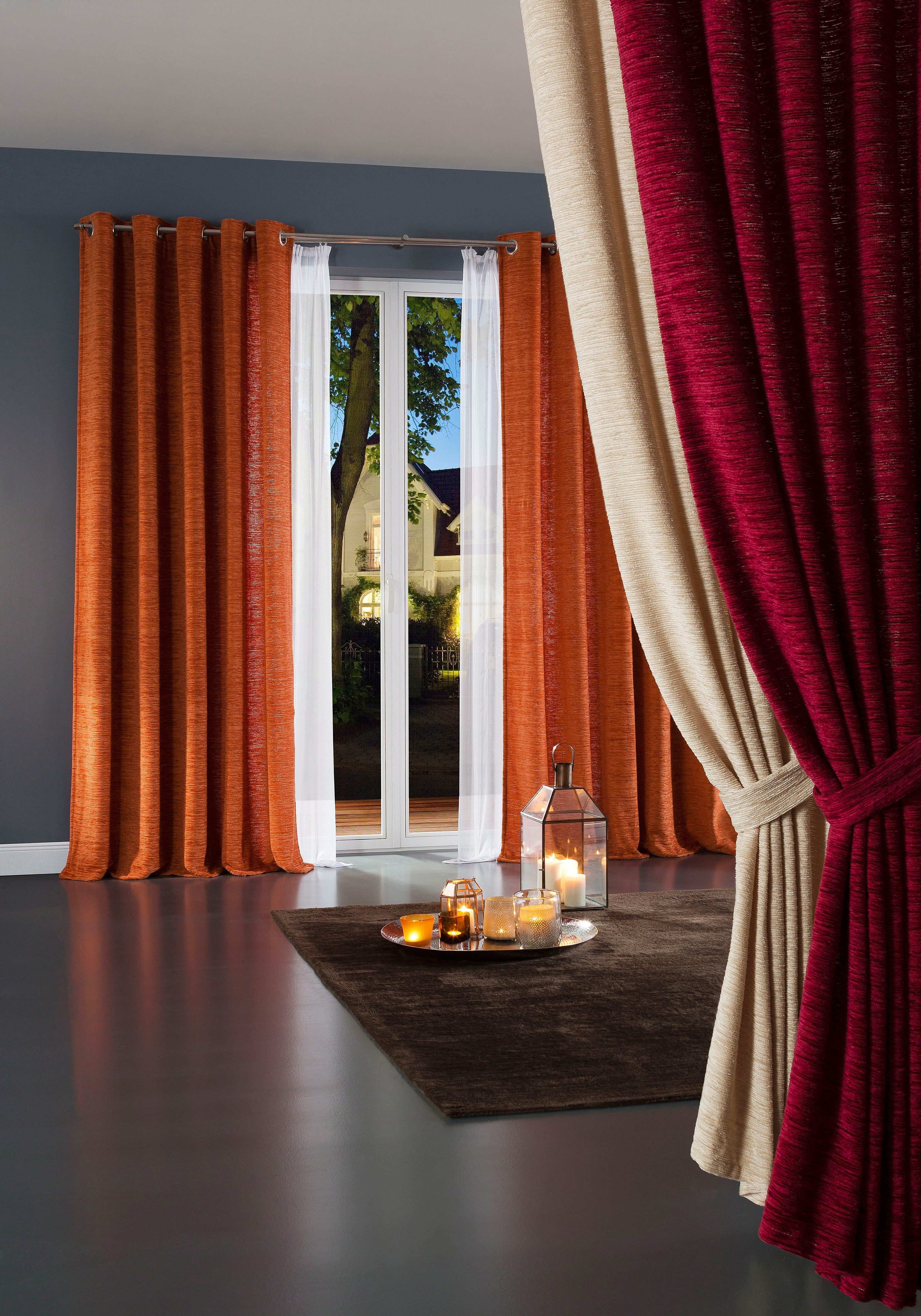 Raffhalter Thermo-Chenille 288g/m², Wirth, Gardinen, (2-tlg)
