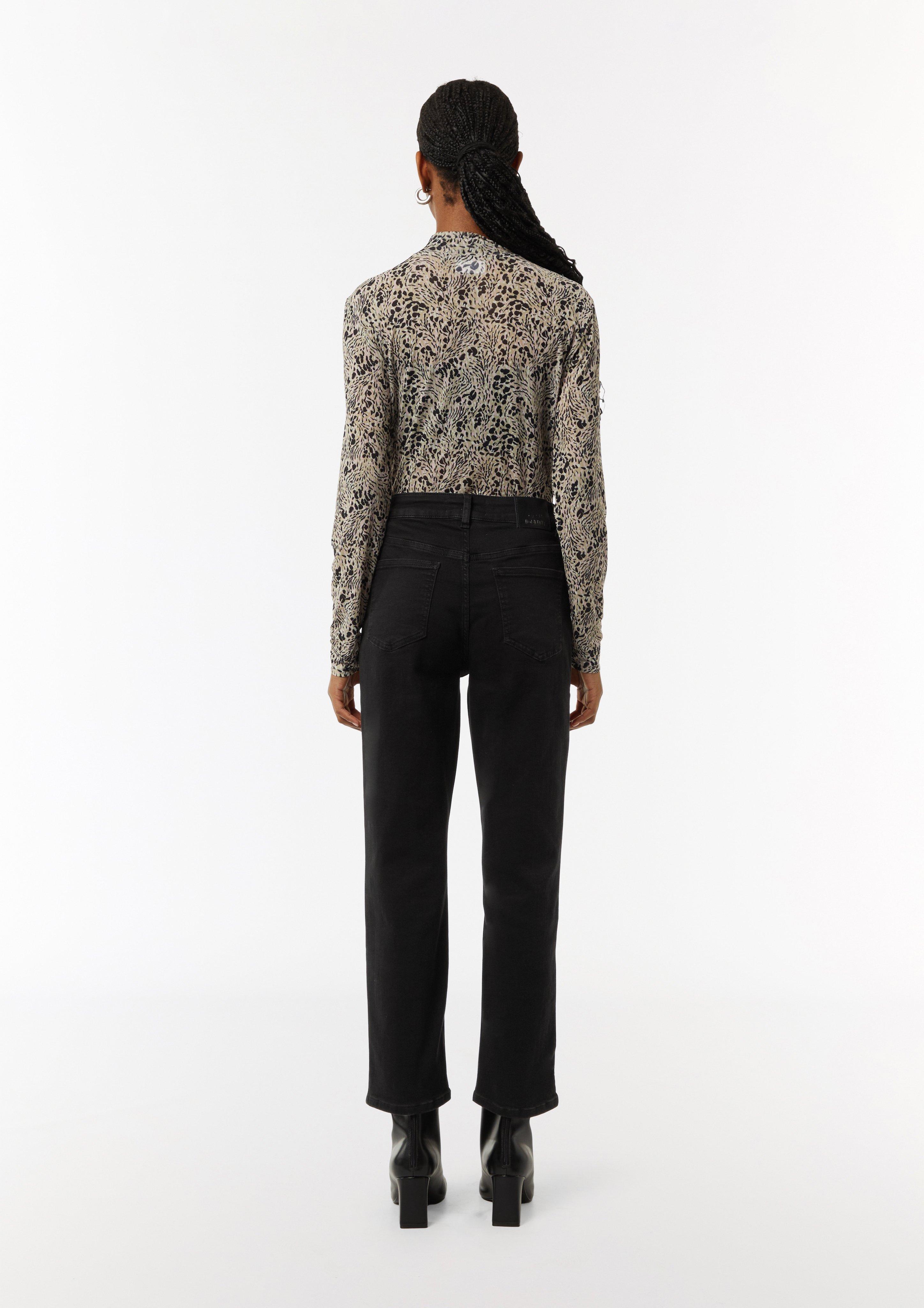 Straight-Leg-Jeans aus Baumwollstretch - schwarz