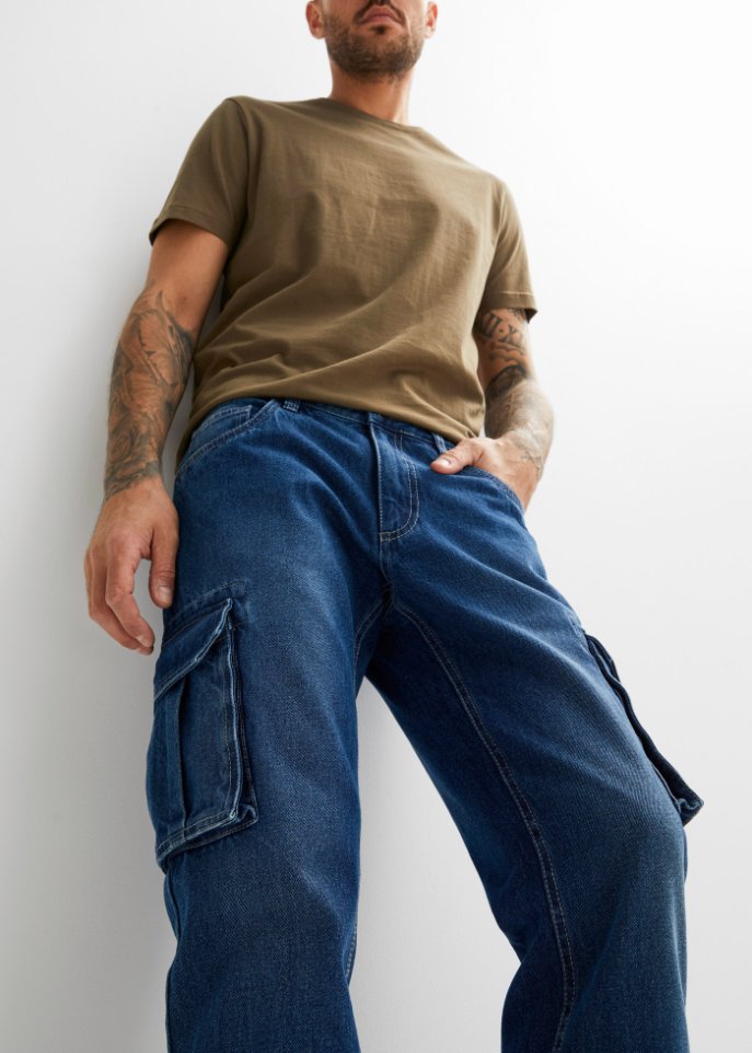 Loose Fit Cargo-Jeans, Straight