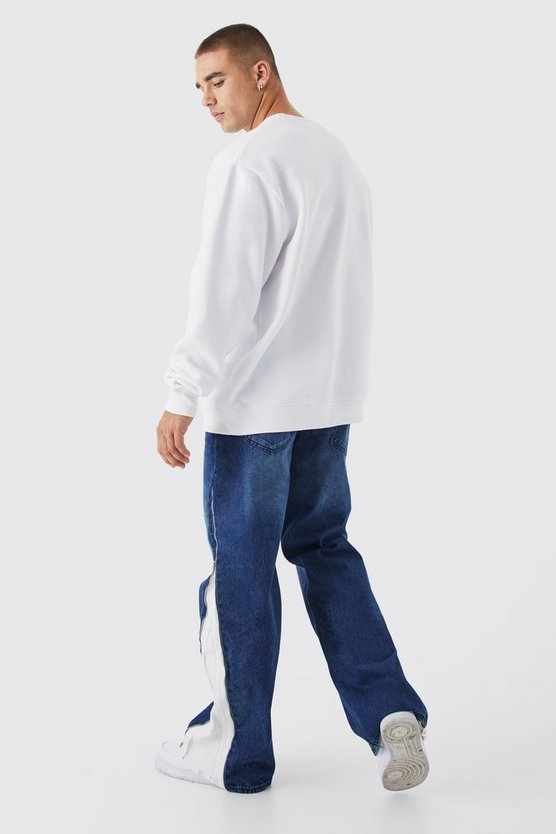 Lockere Kontrast-Jeans mit Reißverschlüssen