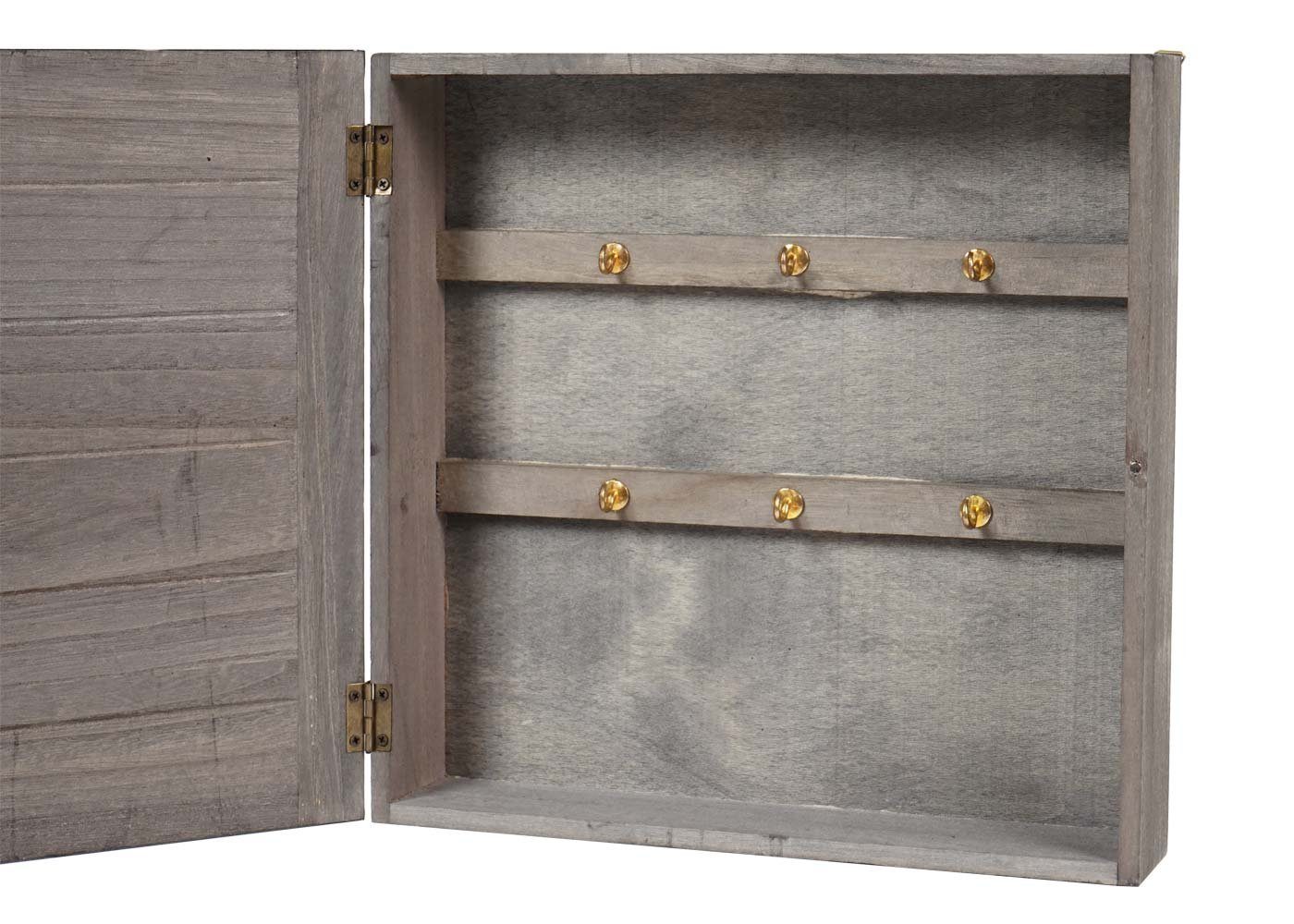 MCW Schlüsselkasten Gabes, Klapptüre mit Metallumrahmung und Magnetverschluss, Magnetverschluss, 6 Haken, Inklusive Befestigungsösen