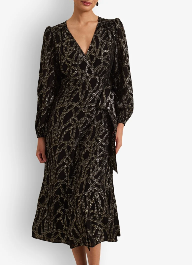 Rochie midi Jazminda cu paiete, model înfășurat, de la Phase Eight