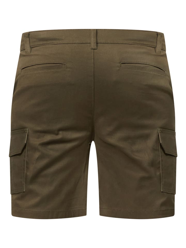 Rello & Reese  Shorts - mit Cargotaschen & Stretchanteil Kurze Hose Bermuda in Olive günstig kaufen