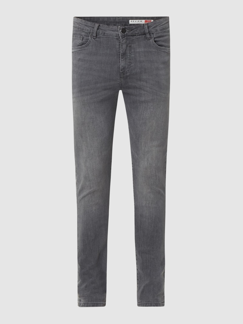 Skinny Fit Jeans mit Label-Patch in mittelgrau