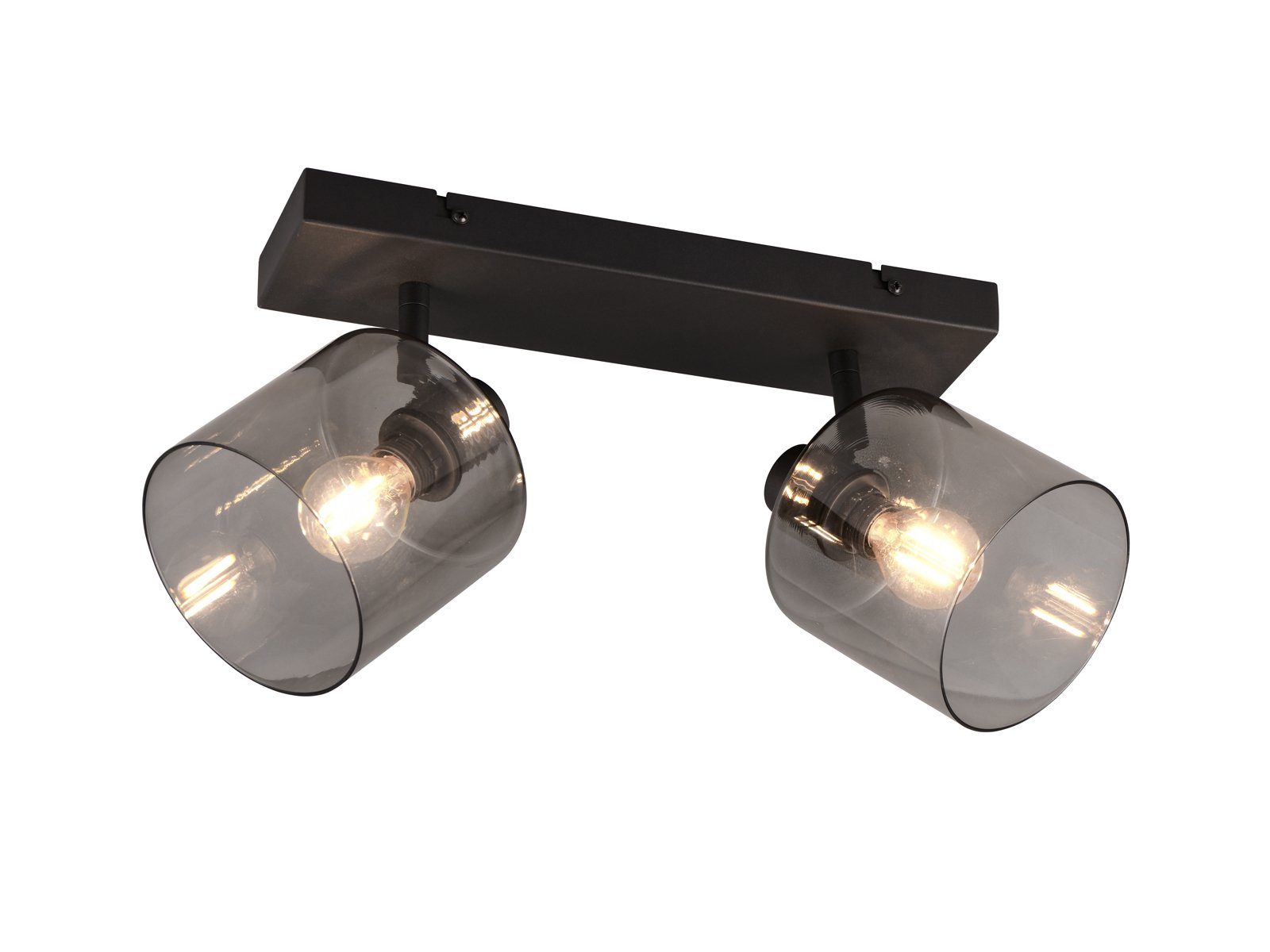 meineWunschleuchte LED Deckenstrahler, Dimmfunktion, LED wechselbar, Warmweiß, 2-flammig Rauchglas Lampenschirm Designer Lampe Treppenhaus Breit 42cm