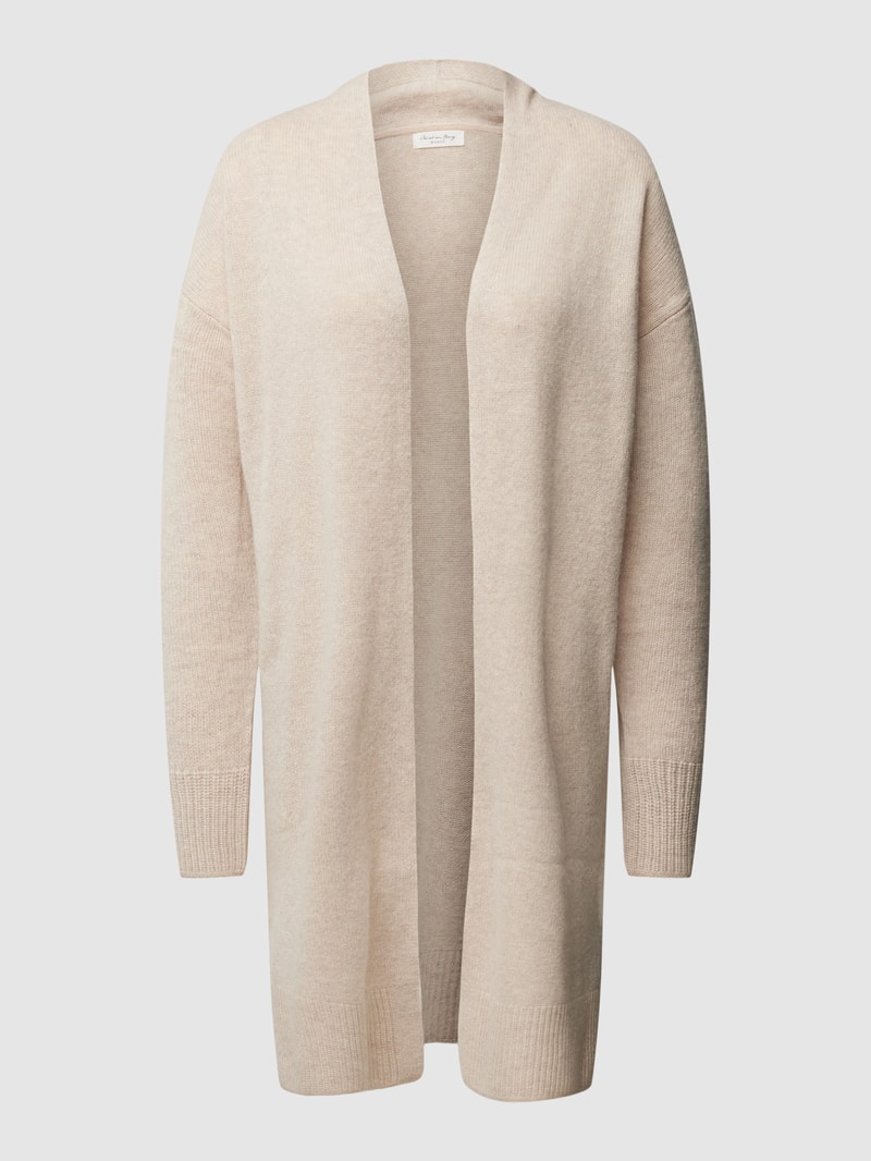 Strickcardigan mit offener Vorderseite in beige meliert