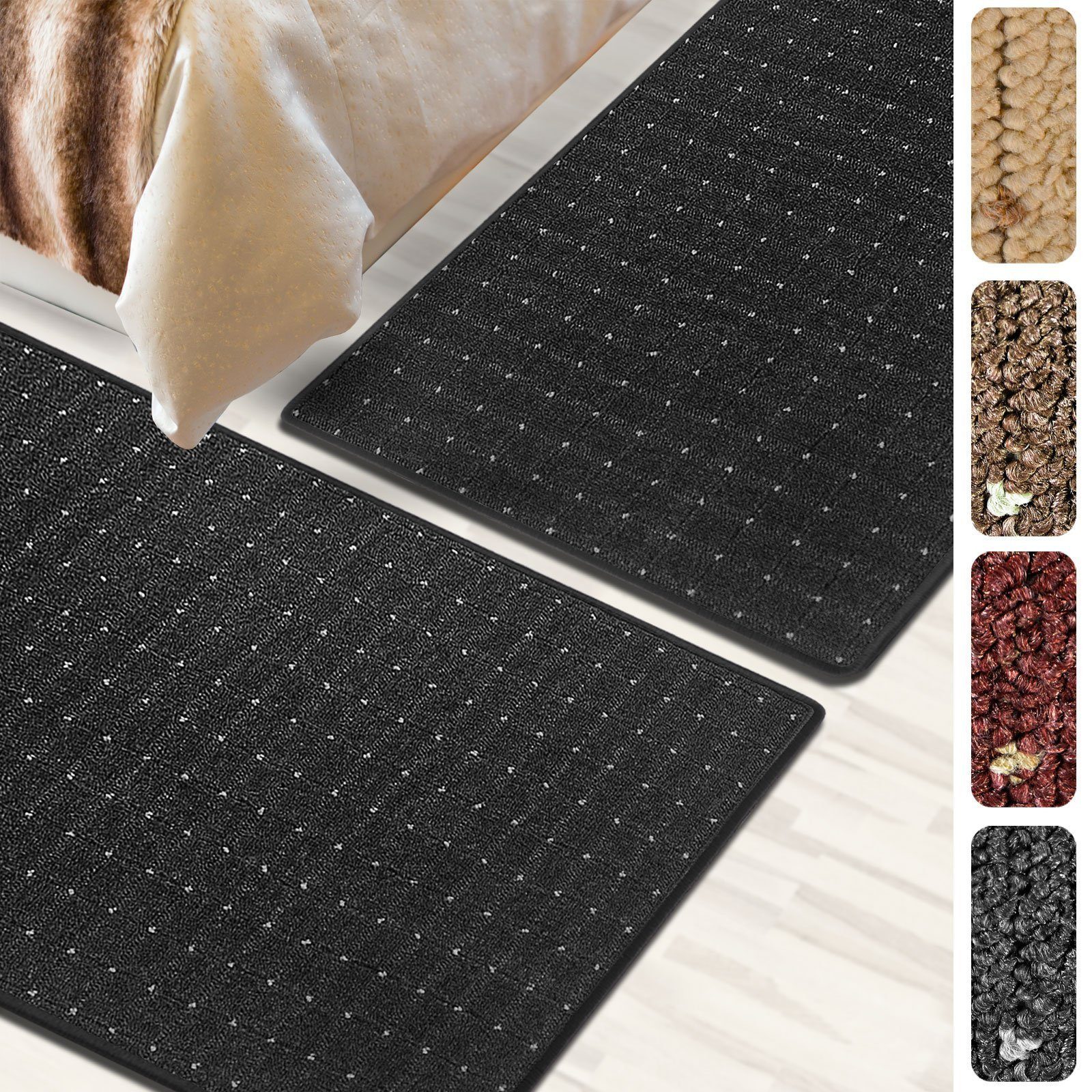 Bettumrandung Rapido Anthrazit, 3 Größen, Bettvorleger Floordirekt, Höhe 5 mm, (3-tlg)