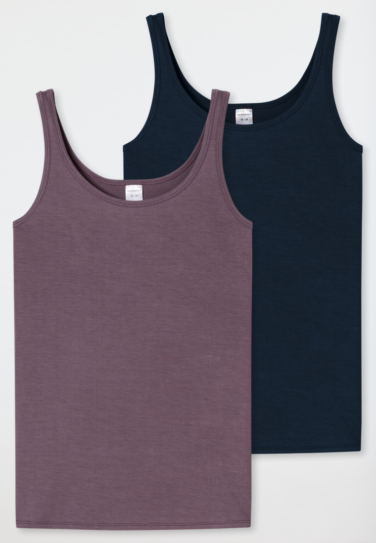 Trägertops 2er-Pack dunkelblau/malve - Modal Essentials