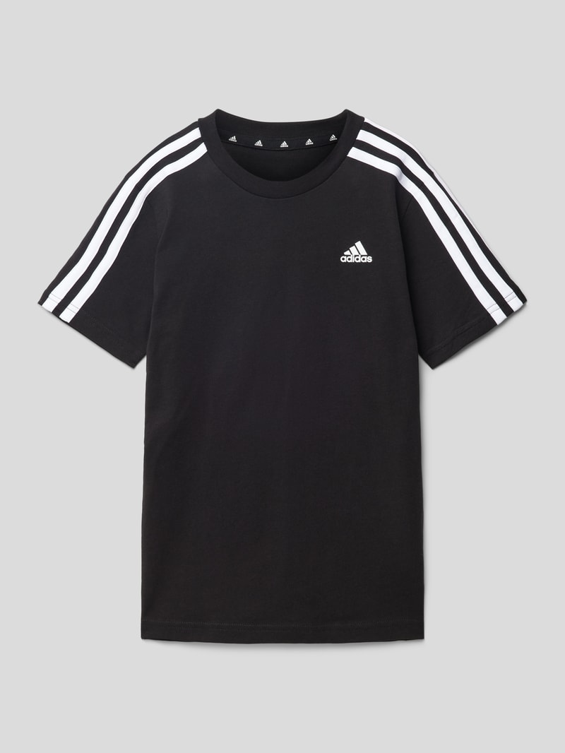T-Shirt mit Kontraststreifen und Rundhalsausschnitt in schwarz