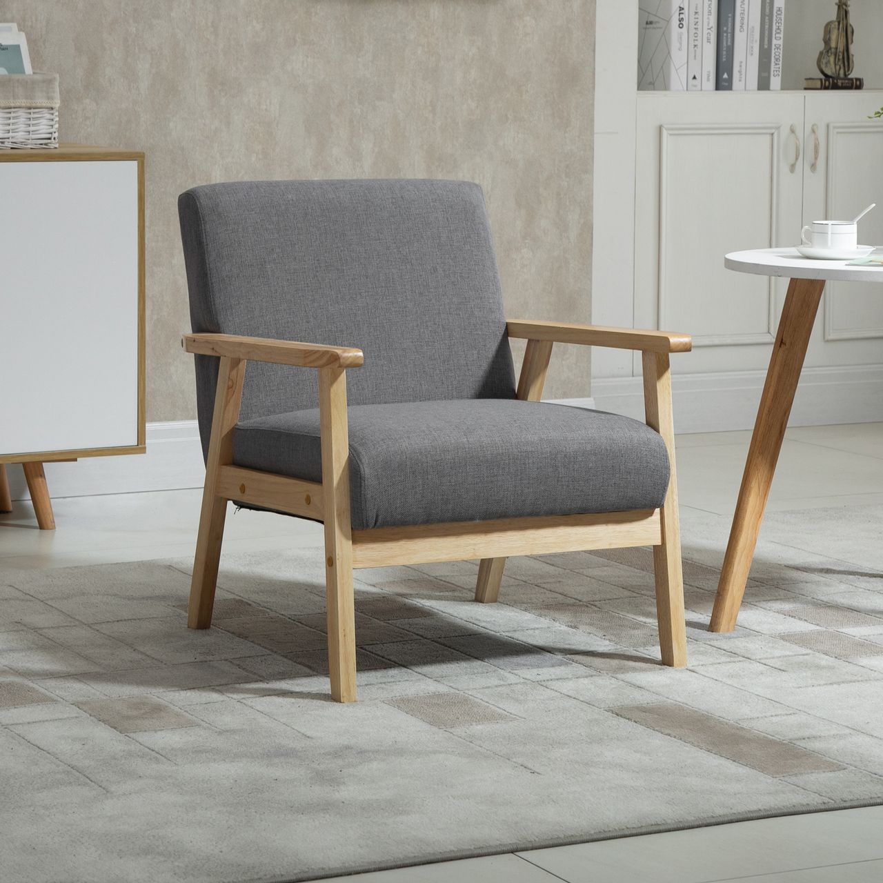 HOMCOM Ohrensessel Esszimmerstuhl mit Armlehnen Loungesessel Relaxsessel Grau