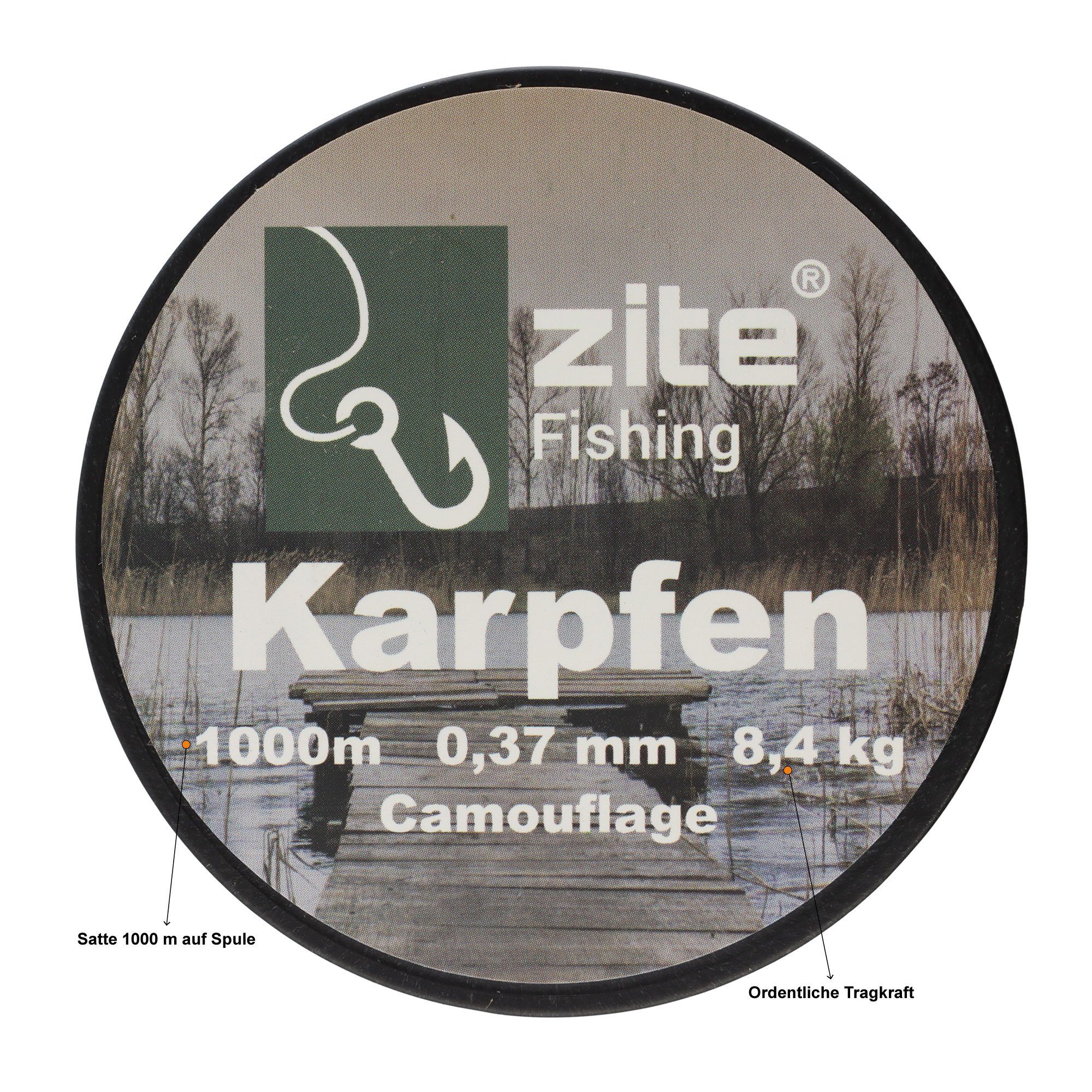 Zite Angelschnur Camouflage Karpfen Nylon Angelschnur 0,37mm 8,4kg Tragkraft 1000m