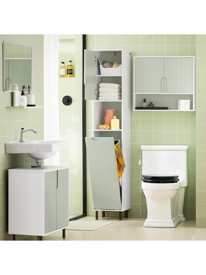 SoBuy Hochschrank in Weiß und Grün - (B)31 x (H)167 x (T)30cm günstig kaufen onesize