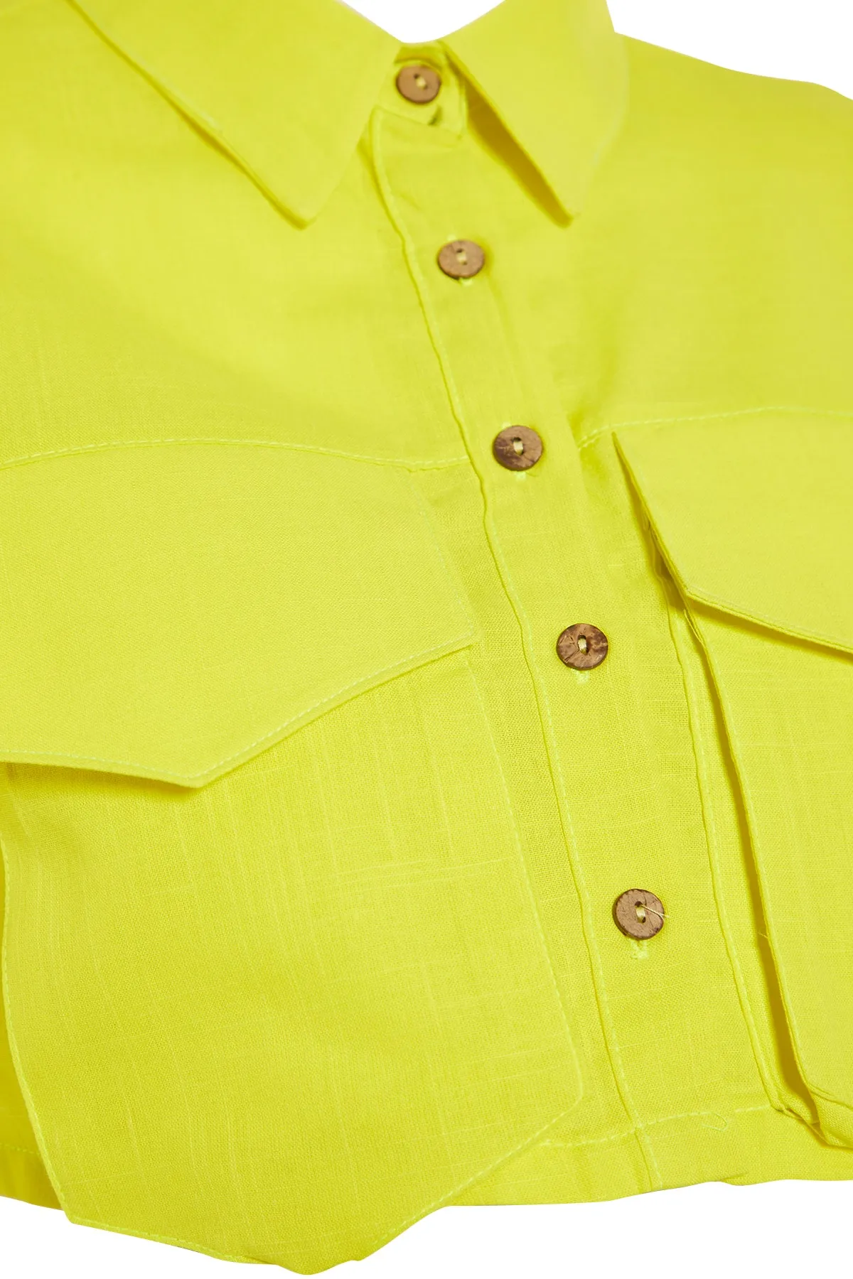 Trendyol Collection  Gelbes Strandoberteil und -unterteil mit Taschendetail TBESS22AU00007