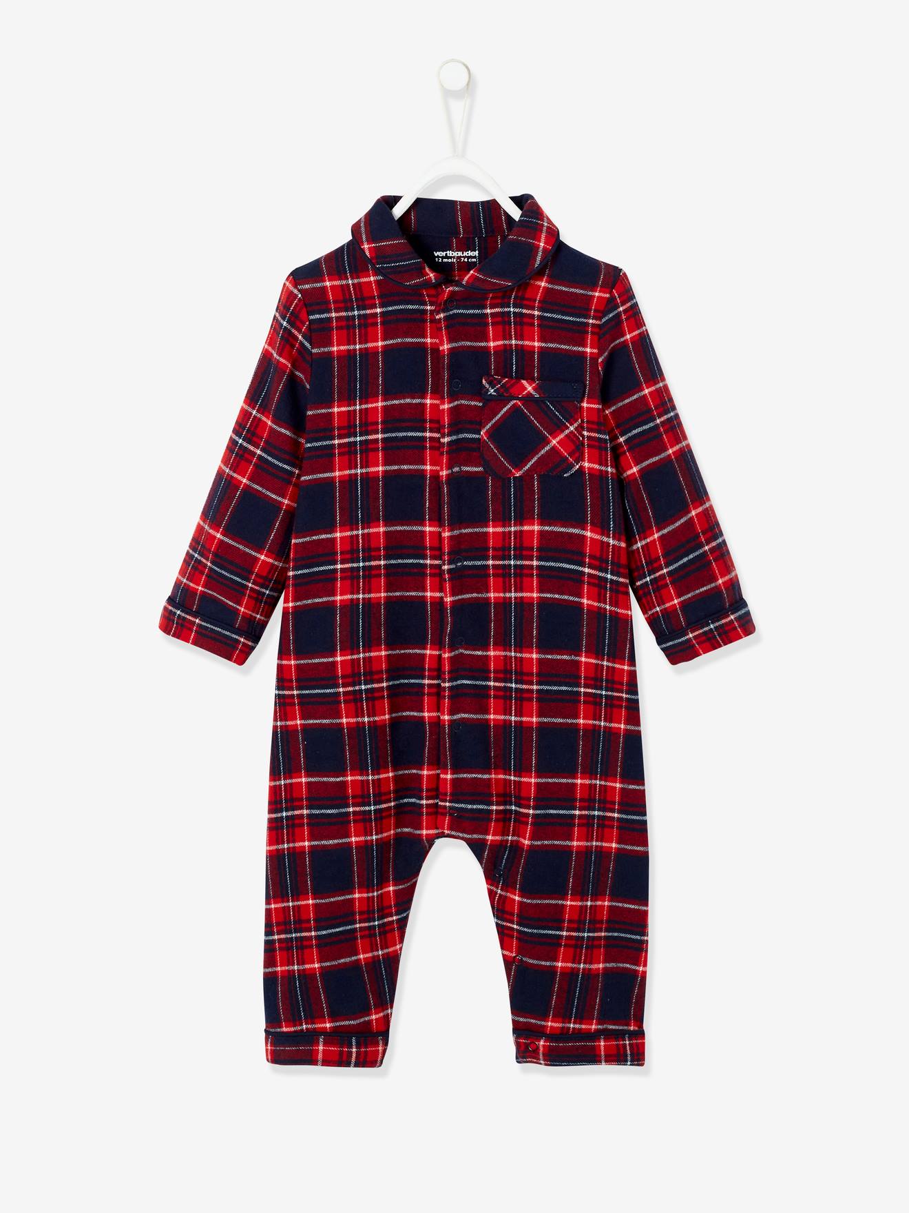 Vertbaudet Baby Strampler, Flanell Oeko Tex - dunkelrosa kariert