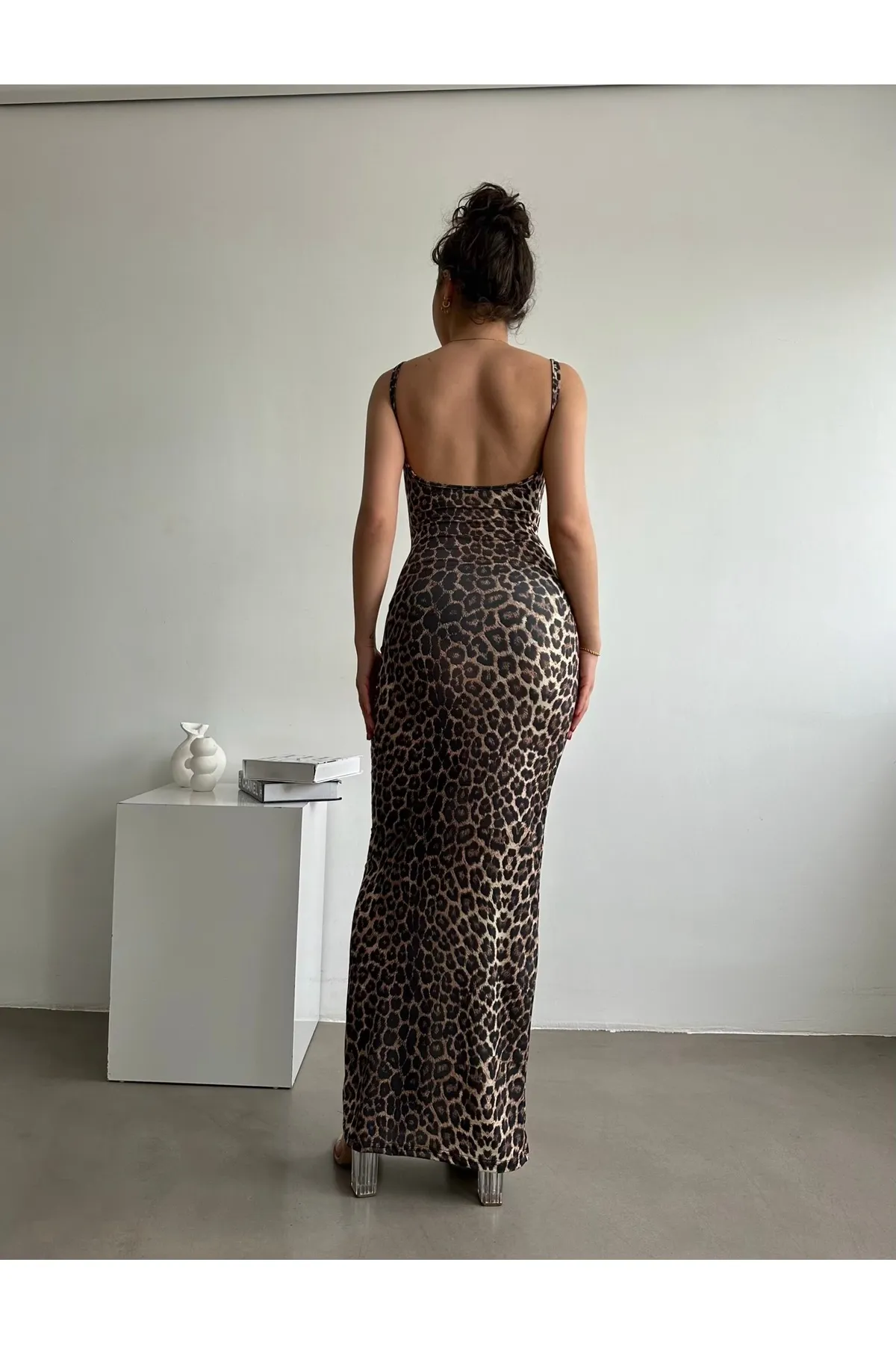 BEJNA  Maxikleid mit verstellbaren Trägern und Leopardenmuster für Damen