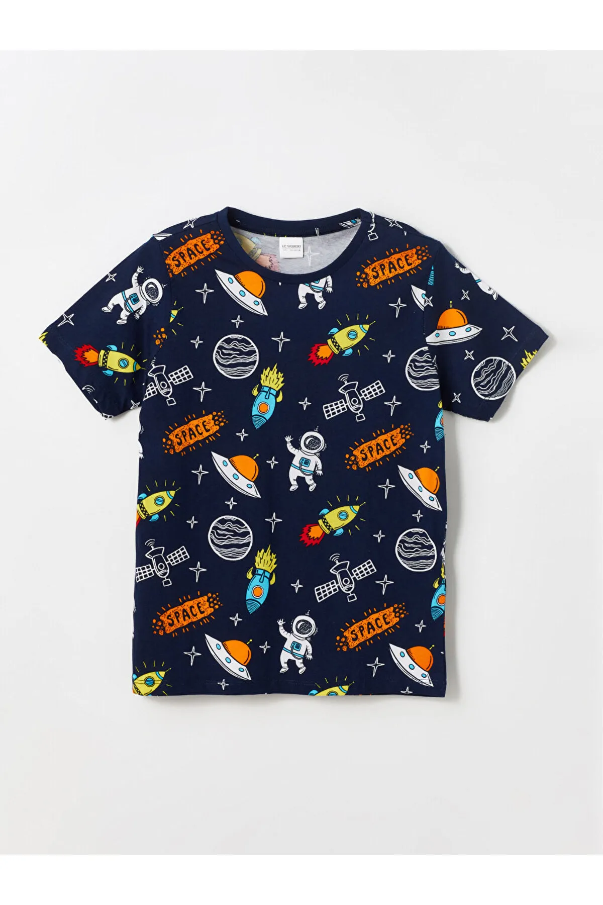 LC Waikiki  Bedrucktes Jungen-Pyjama-Set mit Rundhalsausschnitt und kurzen Ärmeln, 2-teilig