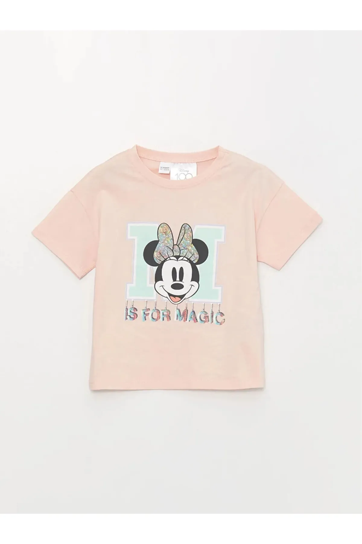LC Waikiki  Kurzärmliges Pyjama-Set mit Rundhalsausschnitt und Shorts für Mädchen mit Minnie-Maus-Aufdruck