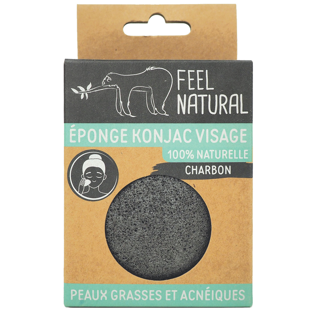 feel natural Eponge Konjac Visage Charbon Eponge konjac visage