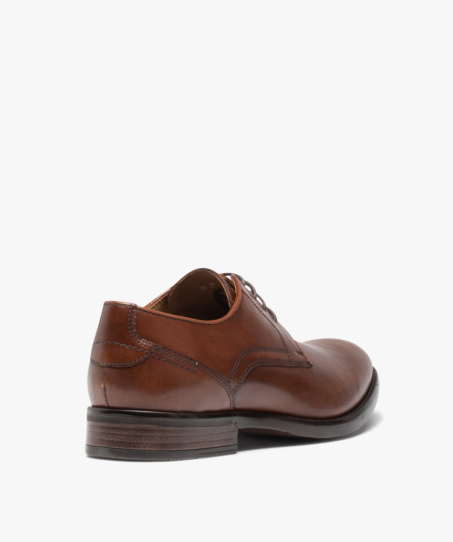 Derbies homme unies en cuir à lacets ronds marron | GEMO