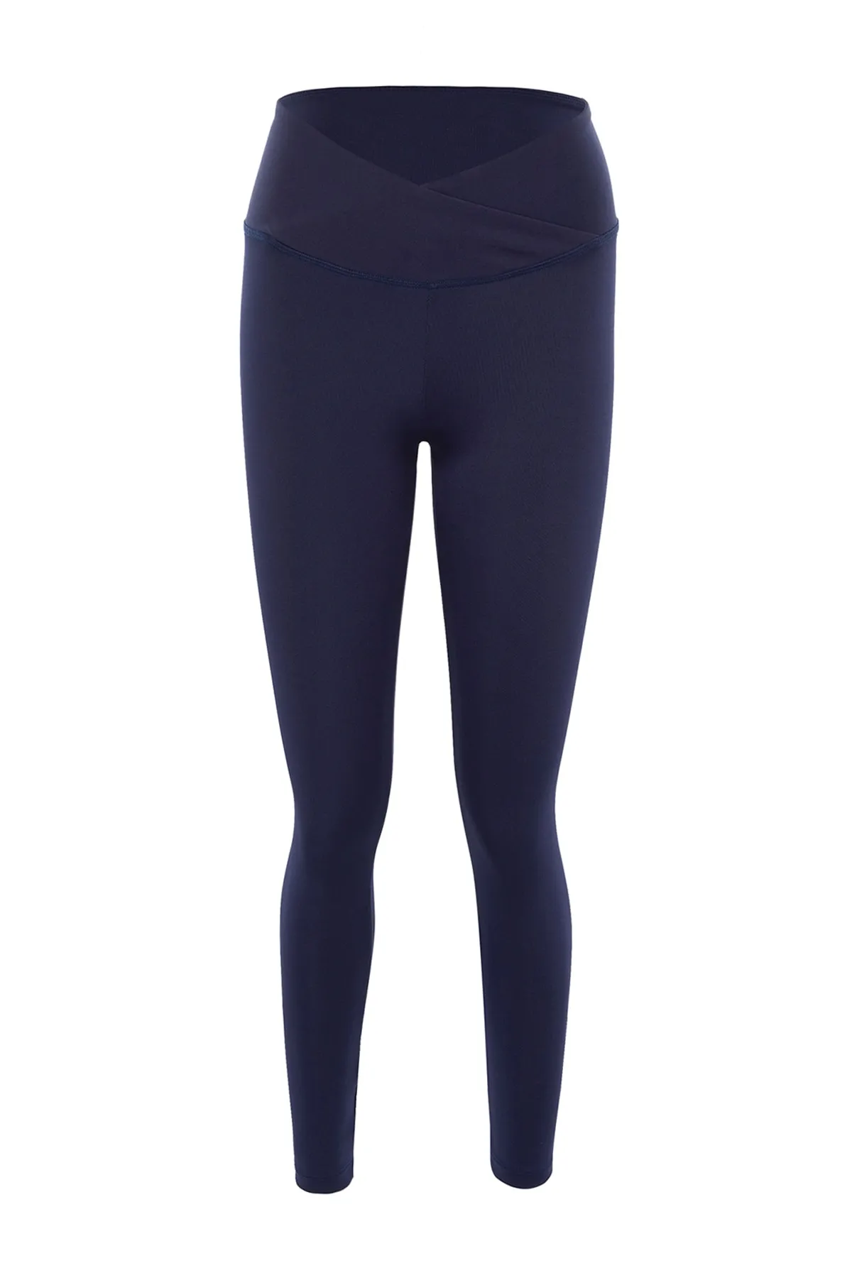 Trendyol Collection  Marineblaue, zweireihige, gestrickte Sport-Leggings mit detaillierter Taille und durchgehender Länge TWOAW22TY0064