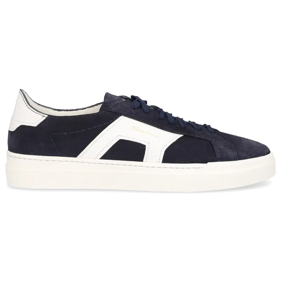 Santoni - Sneaker low DOUBLE BUCKLE Veloursleder - blau