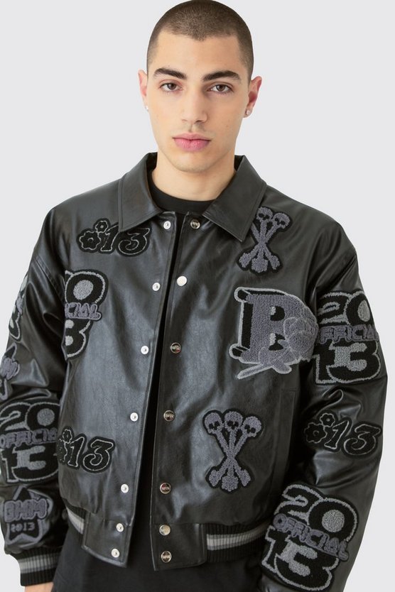 Kastige PU-Jacke