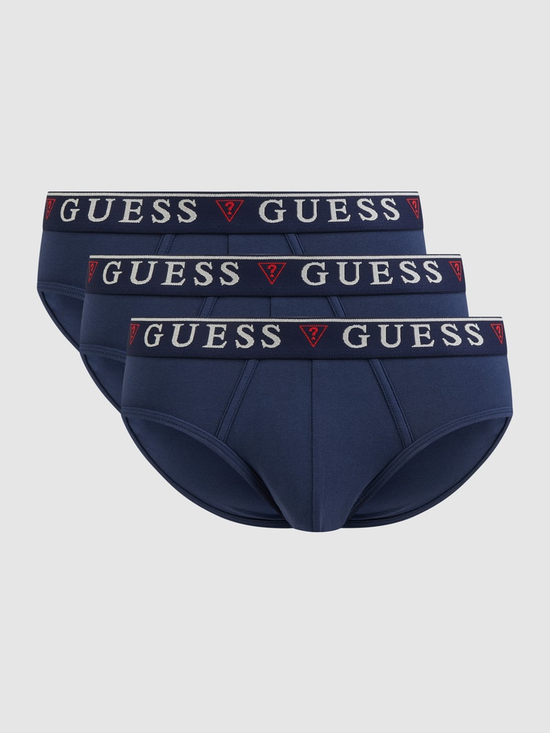Slip mit elastischem Logo-Bund im 3er-Pack in marineblau