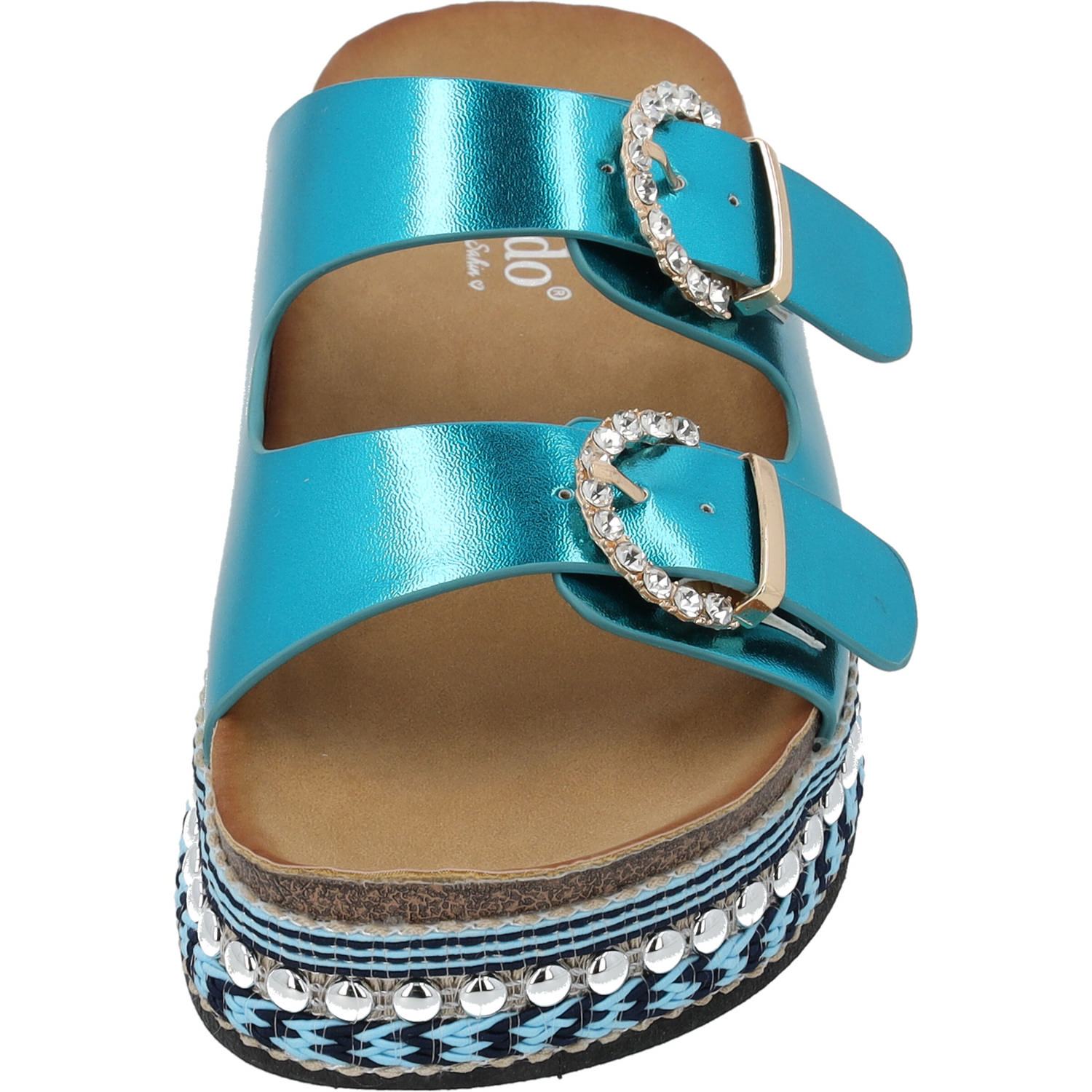 Palado Chag by Sila Sahin, Plateau-Pantoletten, Damen, Blau Metallic