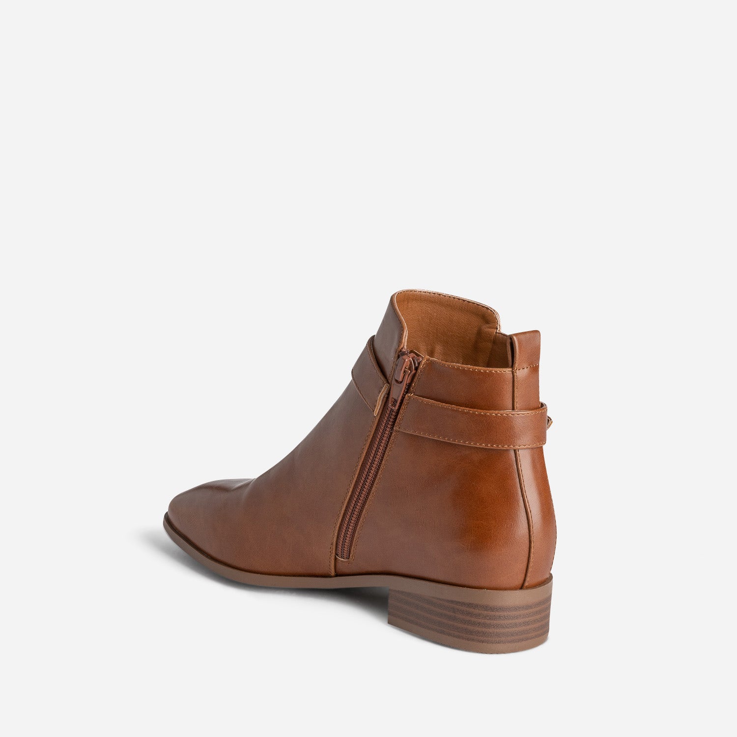 Boots cognac éco-conçu avec bride cheville