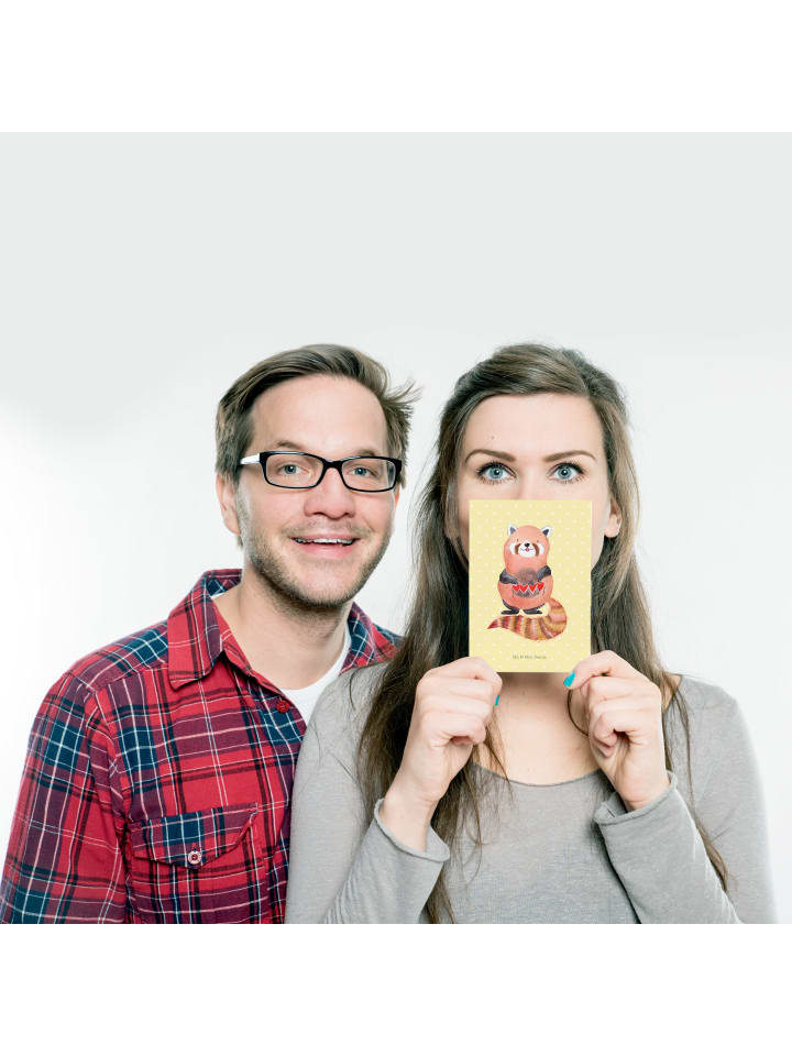 Mr. & Mrs. Panda Postkarte Roter Panda ohne Spruch in Gelb Pastell günstig kaufen onesize