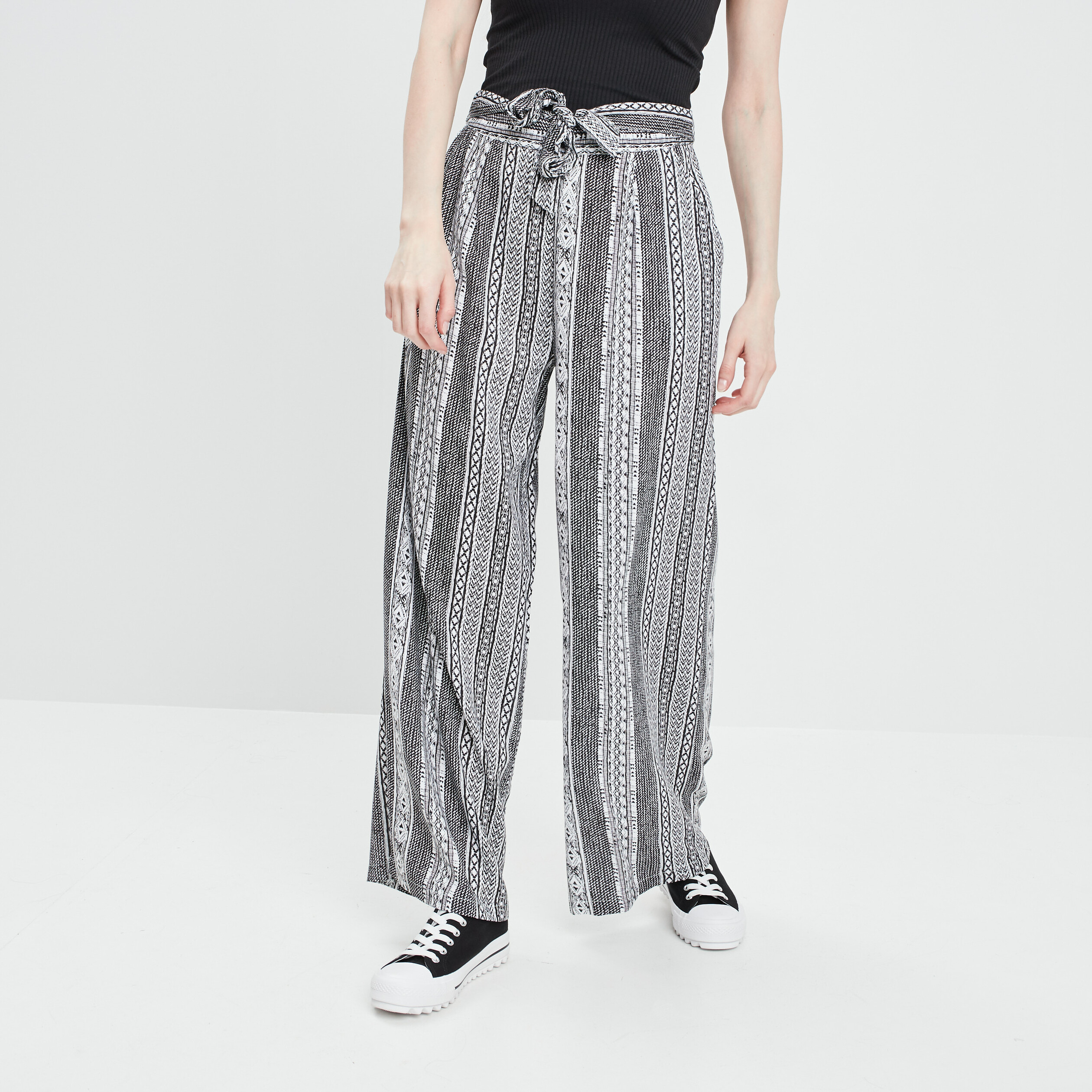 Pantalon large fluide noir femme | La Halle