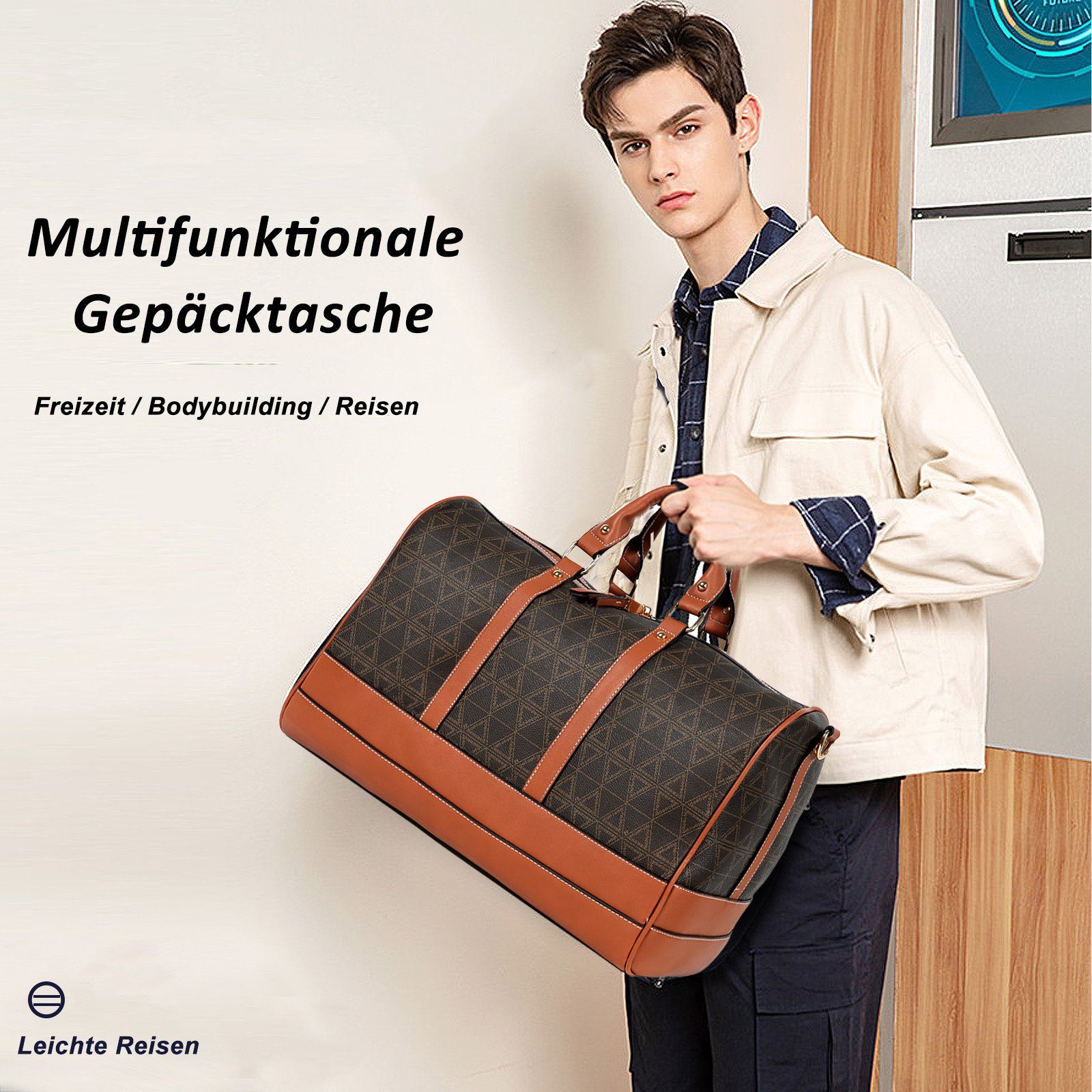 TAN.TOMI Reisetasche Reisetasche Weekender Tasche Damen PU Große Reisetaschen für Damen, Perfekt für Damen Reise Urlaub Wochenende Gym