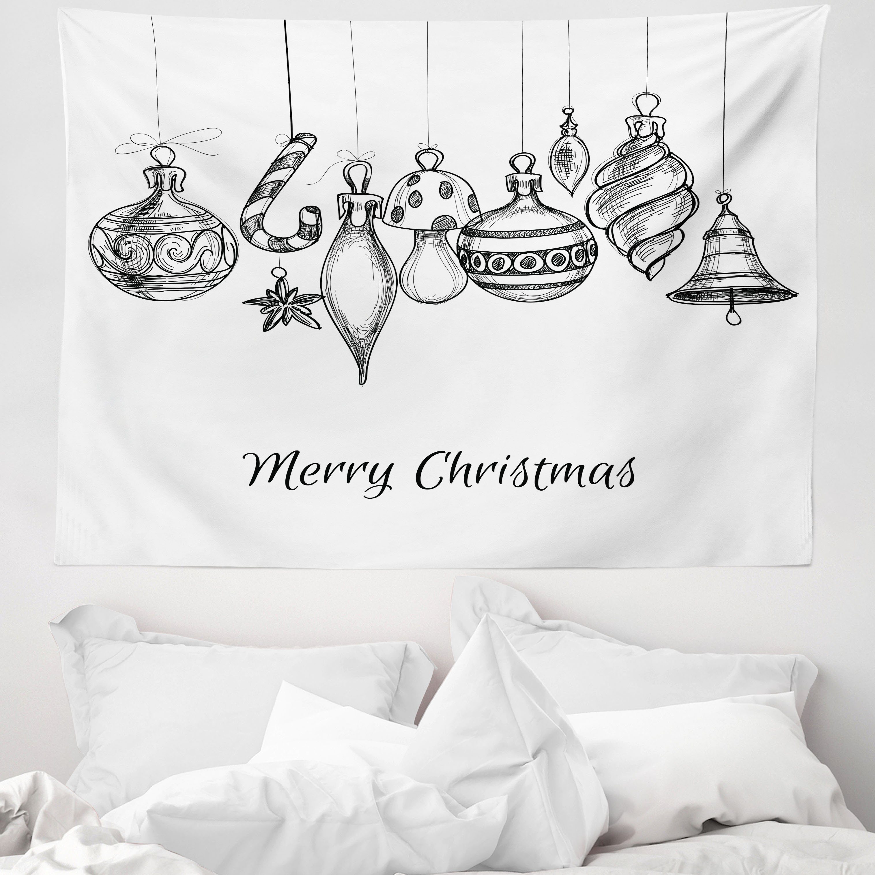 Wandteppich aus Weiches Mikrofaser Stoff Für das Wohn und Schlafzimmer, Abakuhaus, rechteckig, Weihnachten Flüchtiges Ornament