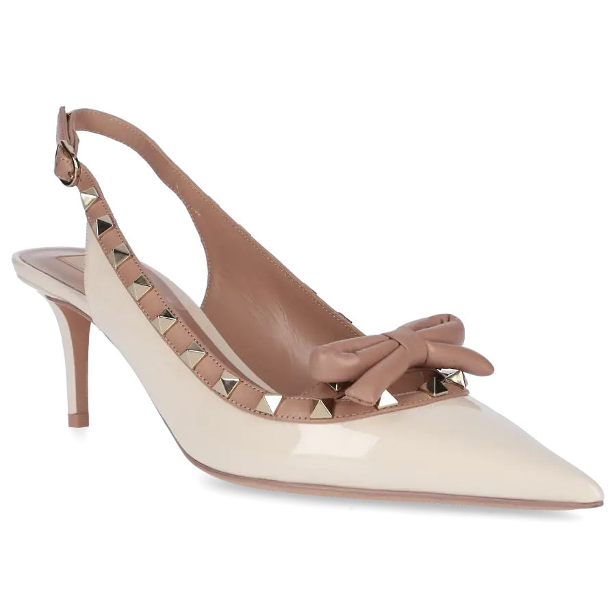 Valentino Garavani - Slingpumps ROCKSTUD Lackleder - weiß