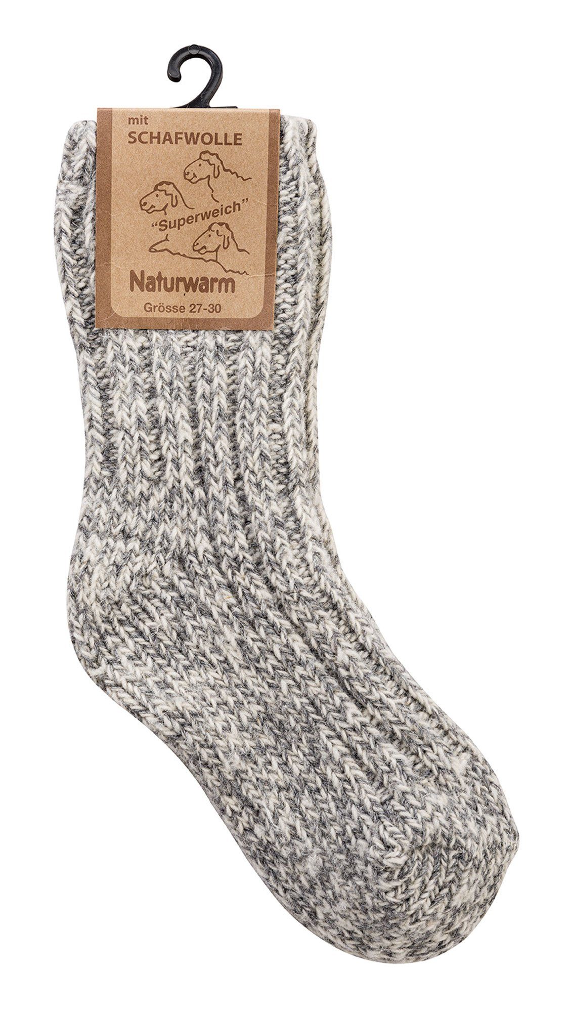FussFreunde Norwegersocken 3 Paar weiche Norwegersocken, Söckchen mit Wolle für Babys & Kinder