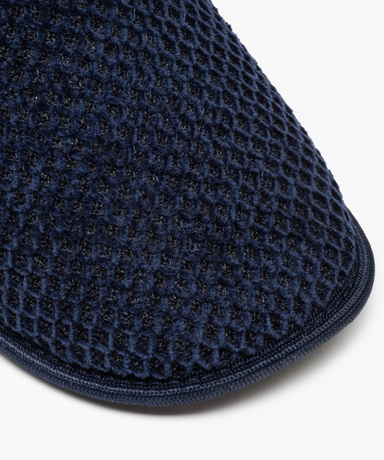 Chaussons homme mules unies en maille de velours bleu | GEMO