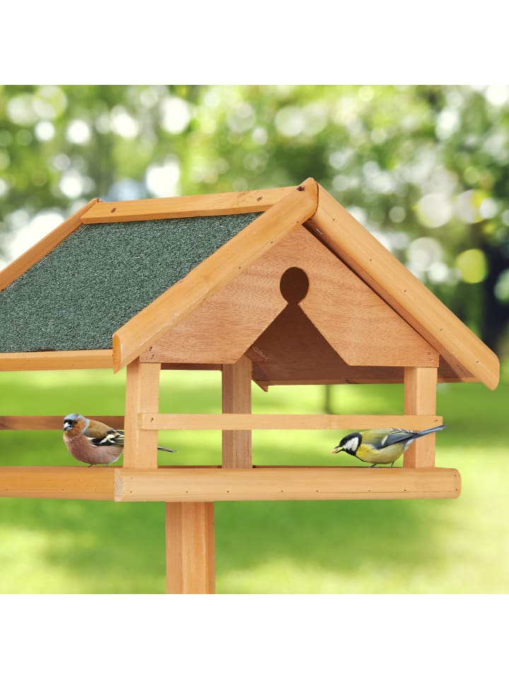 relaxdays Vogelfutterhaus in Natur/ Grün - (B)62 x (H)120 x (T)55 cm günstig kaufen onesize