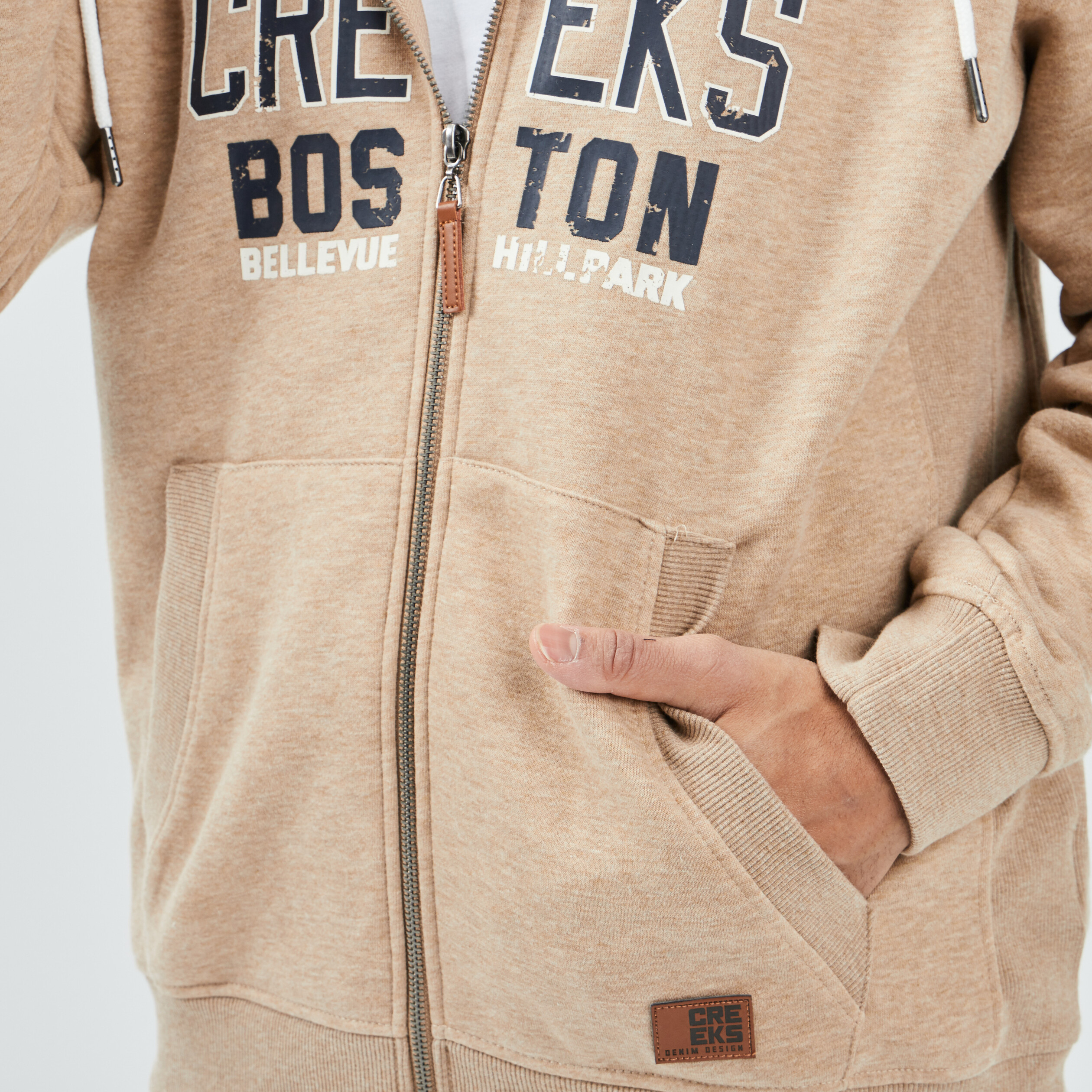 Sweat zippé à capuche Creeks camel homme | La Halle