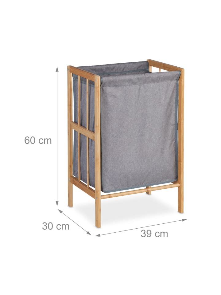 relaxdays Wäschekorb in Natur/ Grau - (B)39 x (H)60 x (T)30 cm günstig kaufen onesize
