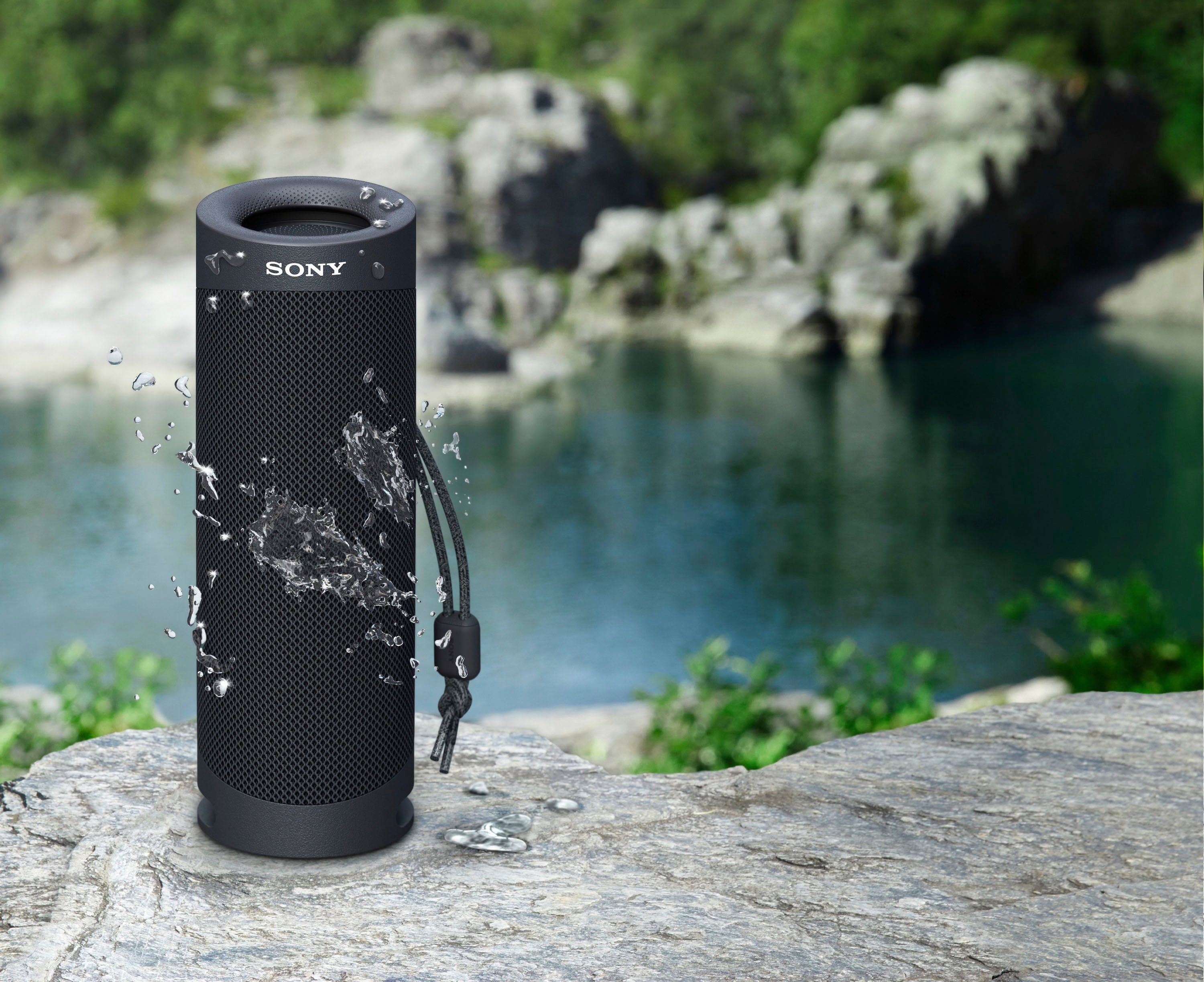 Sony SRS-XB23 tragbarer, kabelloser Bluetooth-Lautsprecher (Bluetooth, 12h Akkulaufzeit, wasserabweisend, Extra Bass)
