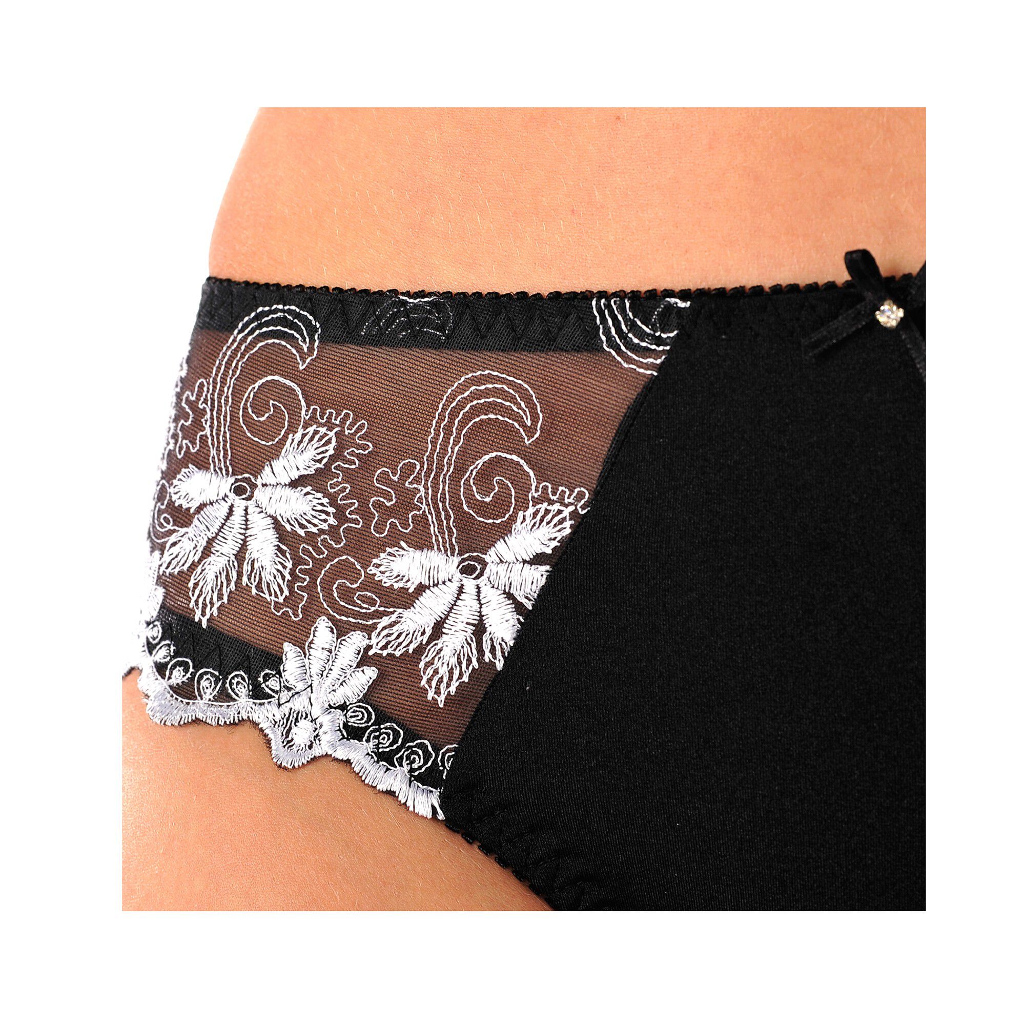 Culotte maille satinée et tulle brodé Calenca