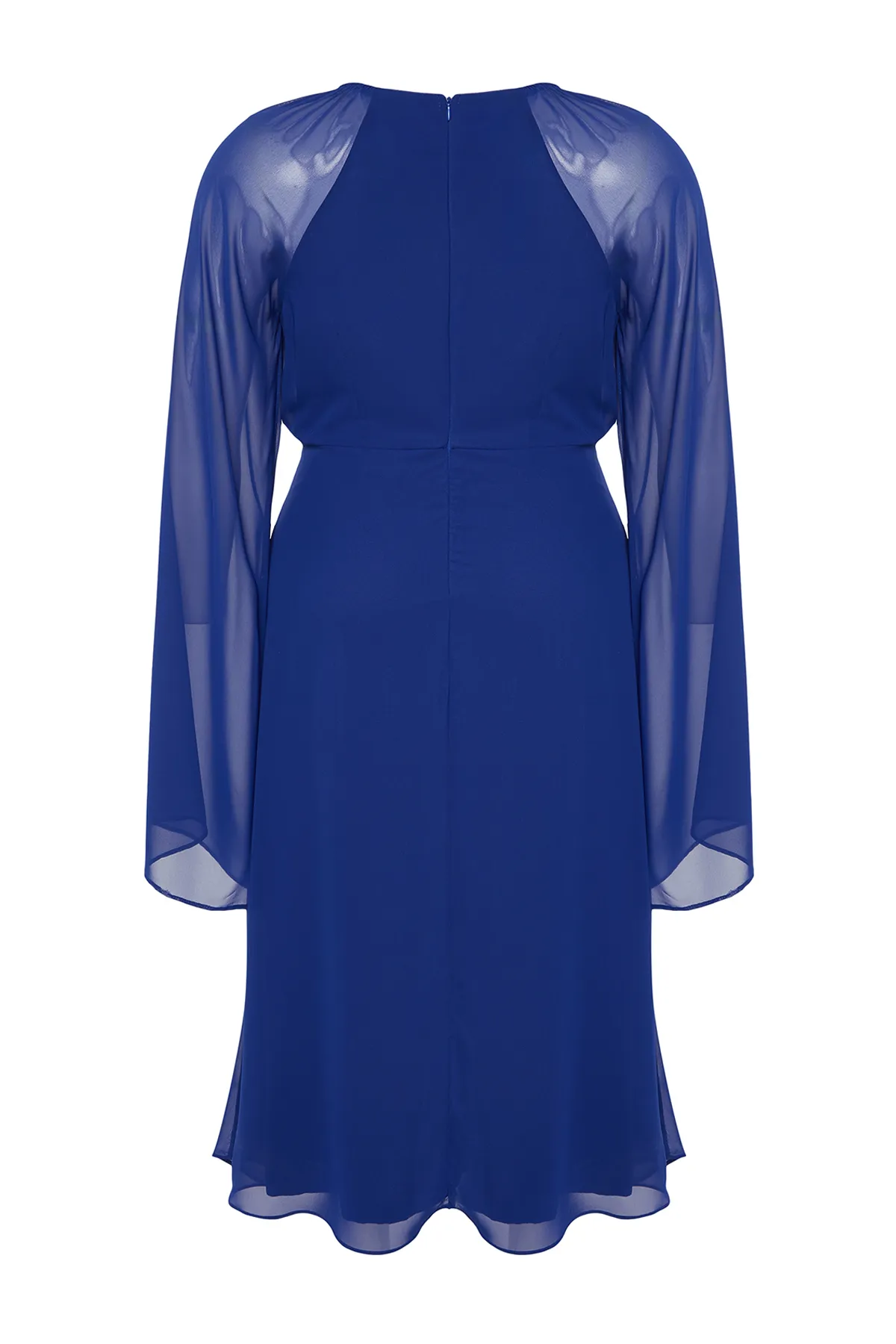 Trendyol Curve  Saks – Langes, gewebtes Maxikleid in Übergröße mit Umhangärmeln