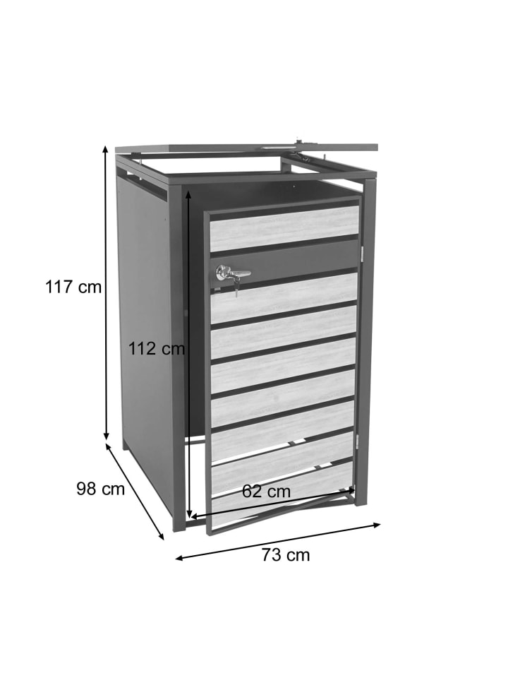 MCW 1er/2er-Mülltonnenverkleidung J81 erweiterbar, Buche-Holzoptik hellbraun günstig kaufen onesize