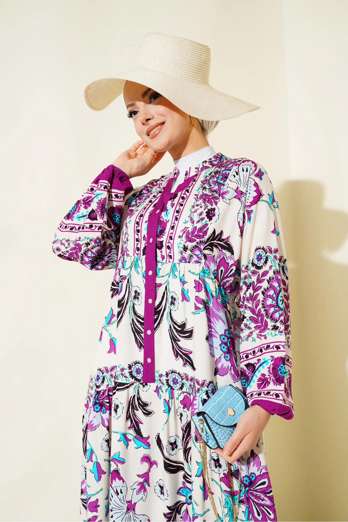 Bigdart  Damen Hijab-Kleid aus Viskose, Pflaumencreme, 2423