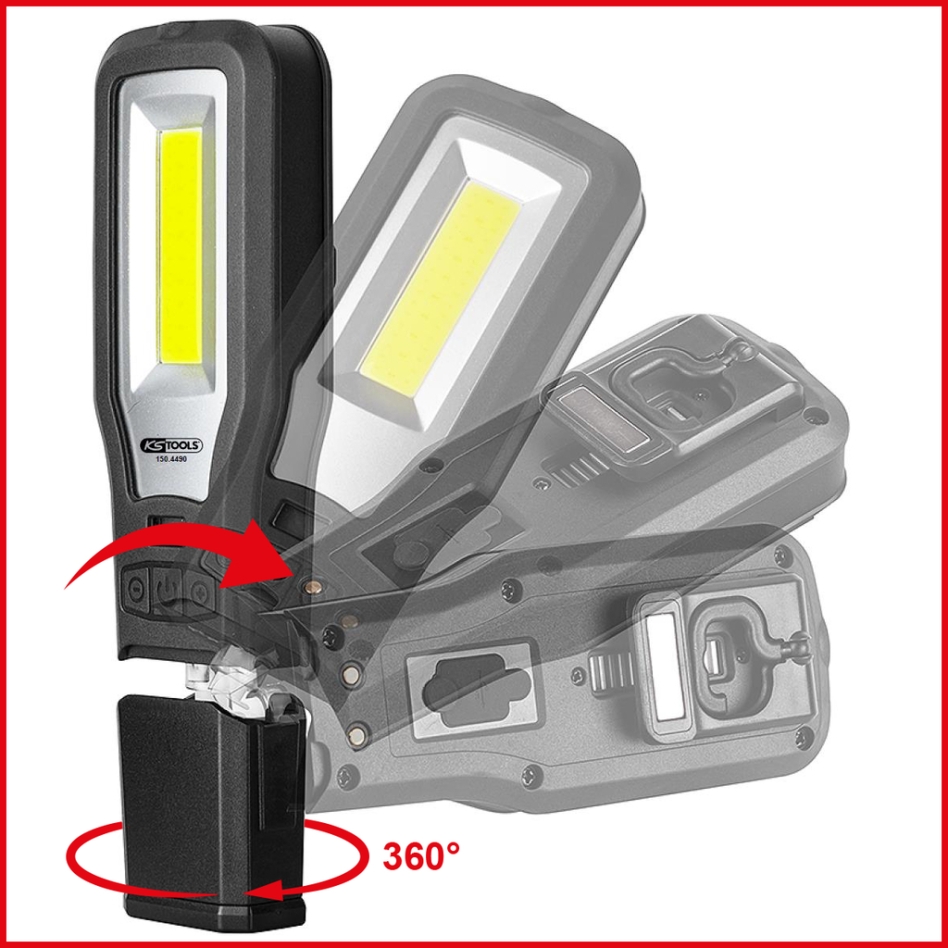 KS Tools 150.4490 Κινητό φωτιστικό εργαστηρίου LED, ανακλινόμενο, 550 lumens