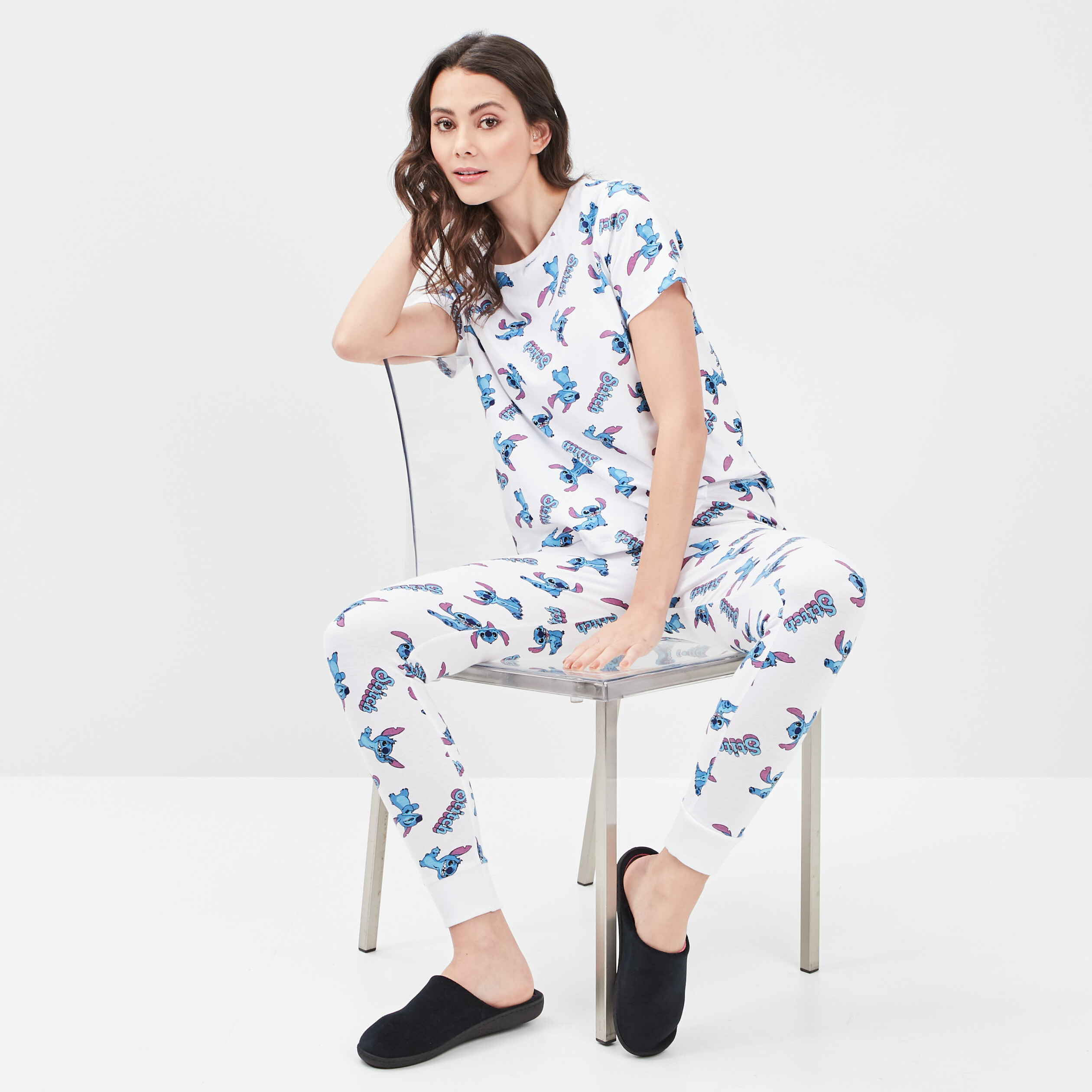 Ensemble pyjama Lilo et Stitch blanc femme | La Halle