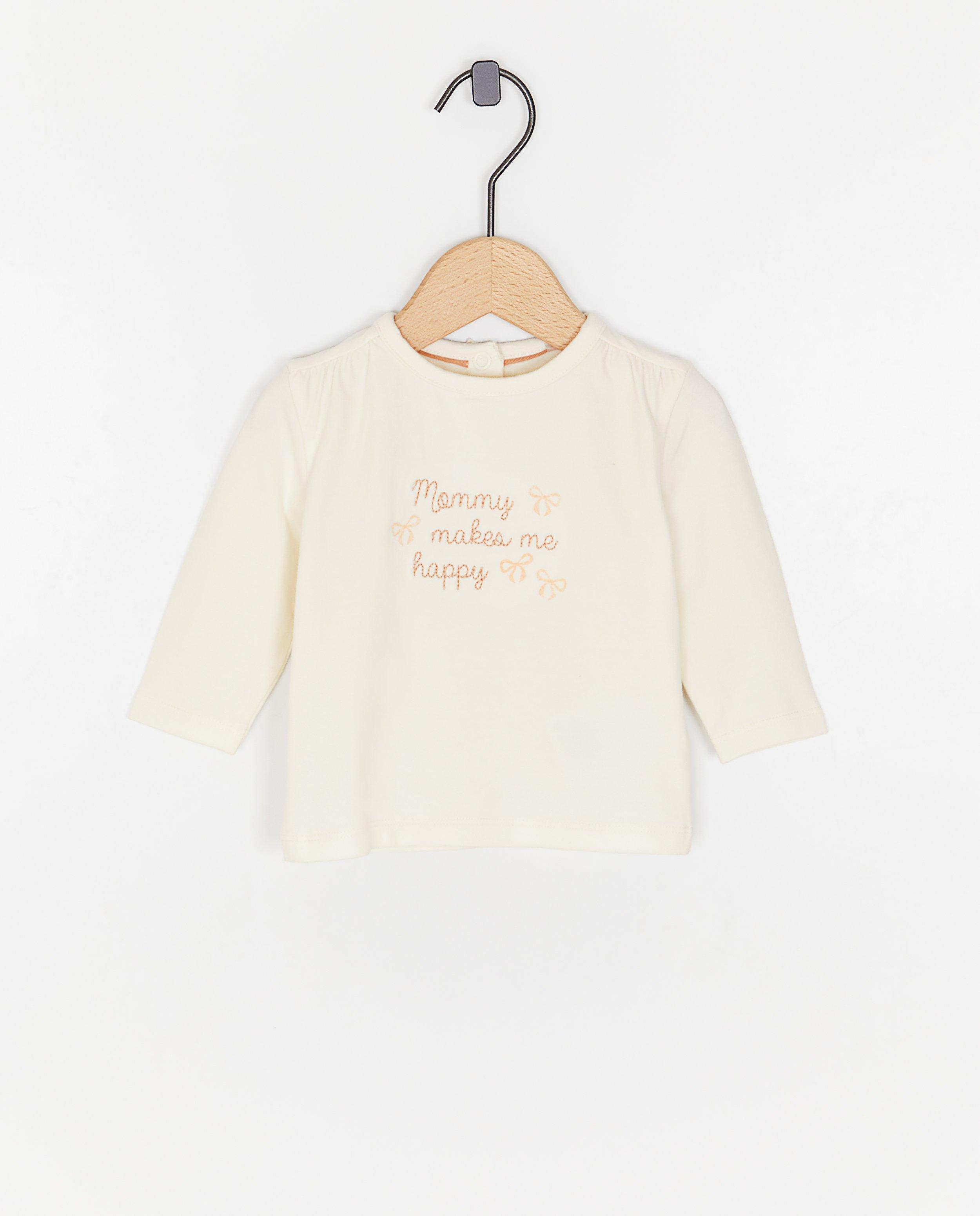 Tricou cu mânecă lungă pentru nou-născuți 50-68 cu litere albe
