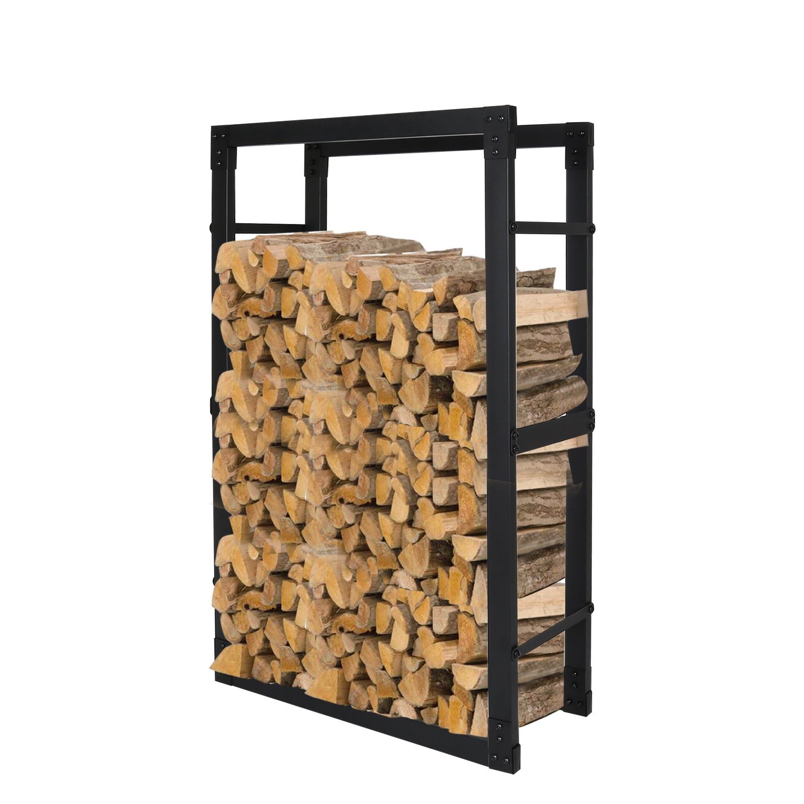 TolleTour Kaminholzregal Kaminholzregal Kaminholzständer Metall Holzhalter 100x60x25cm Schwarz, BxTxH:60x25x100 cm