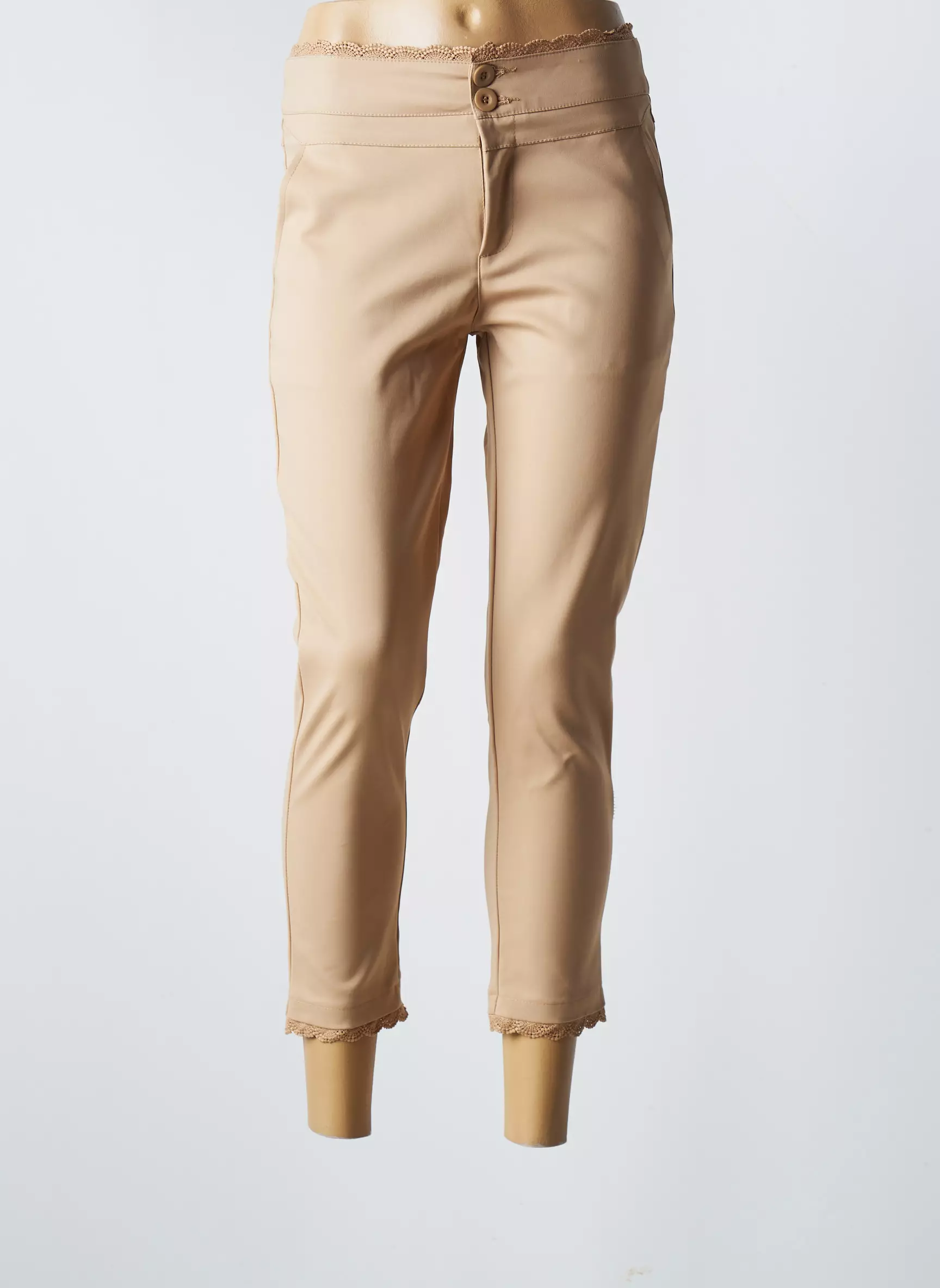 Chic Etjeune Pantalon7 8 Femme couleur marron
