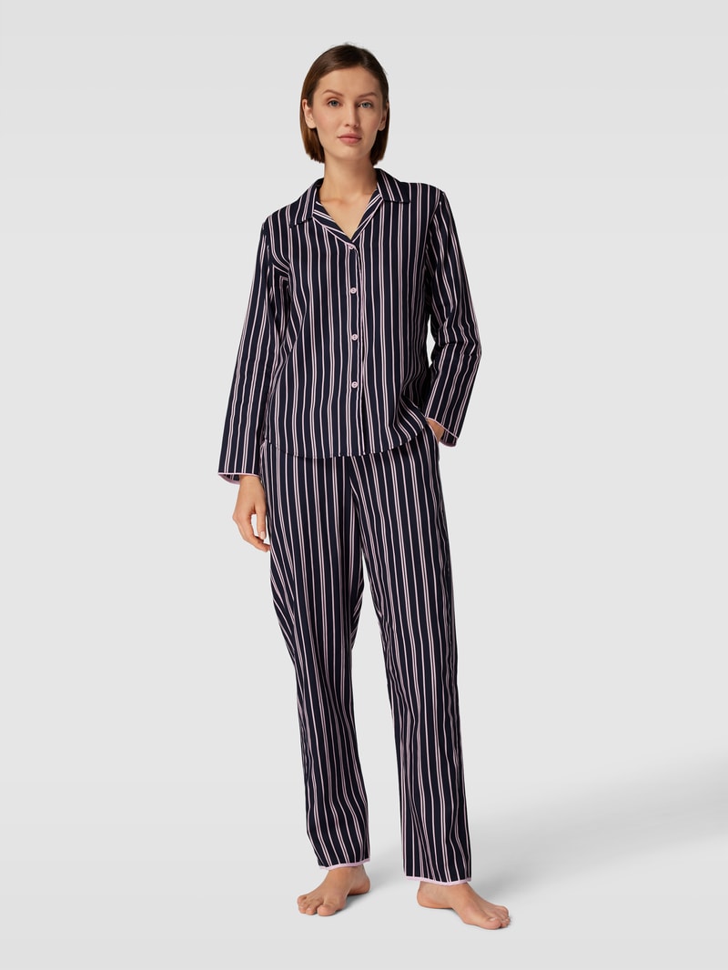 Pyjama-Oberteil mit Streifenmuster Modell 'Estelle' in marineblau